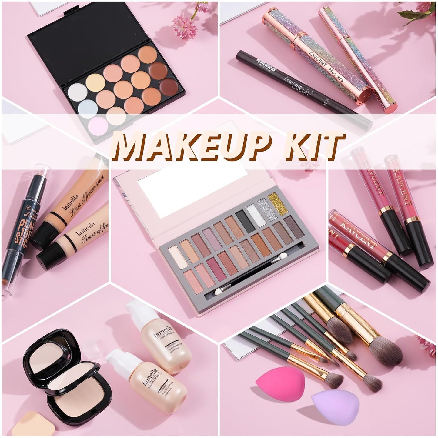Makeup Set for Women | Complete Makeup Kit with Eyeshadow Palette, Lip Gloss & Foundation - Perfect Gift for Teens