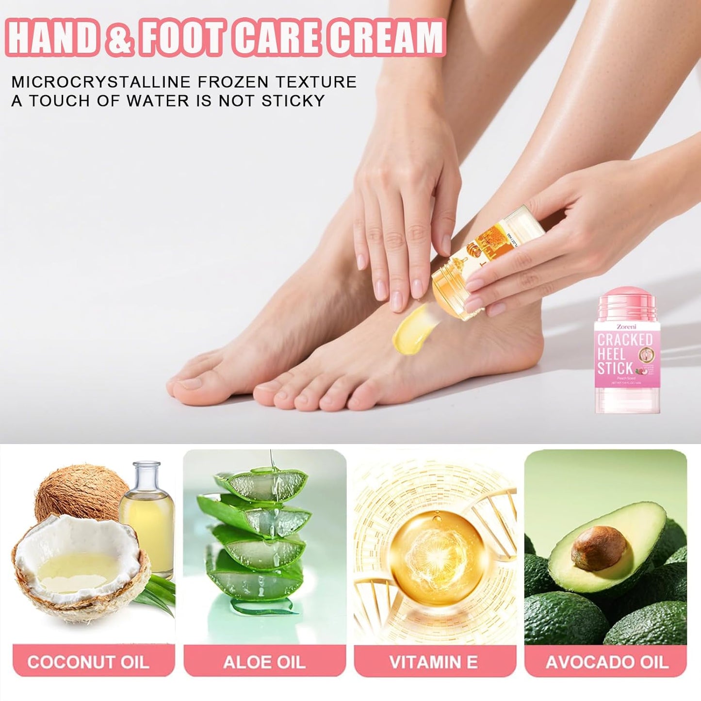 Hydrating Foot Cream - Anti-Cracking Cracked Heel Stick | 2pcs Peach & Honey for Dry Feet