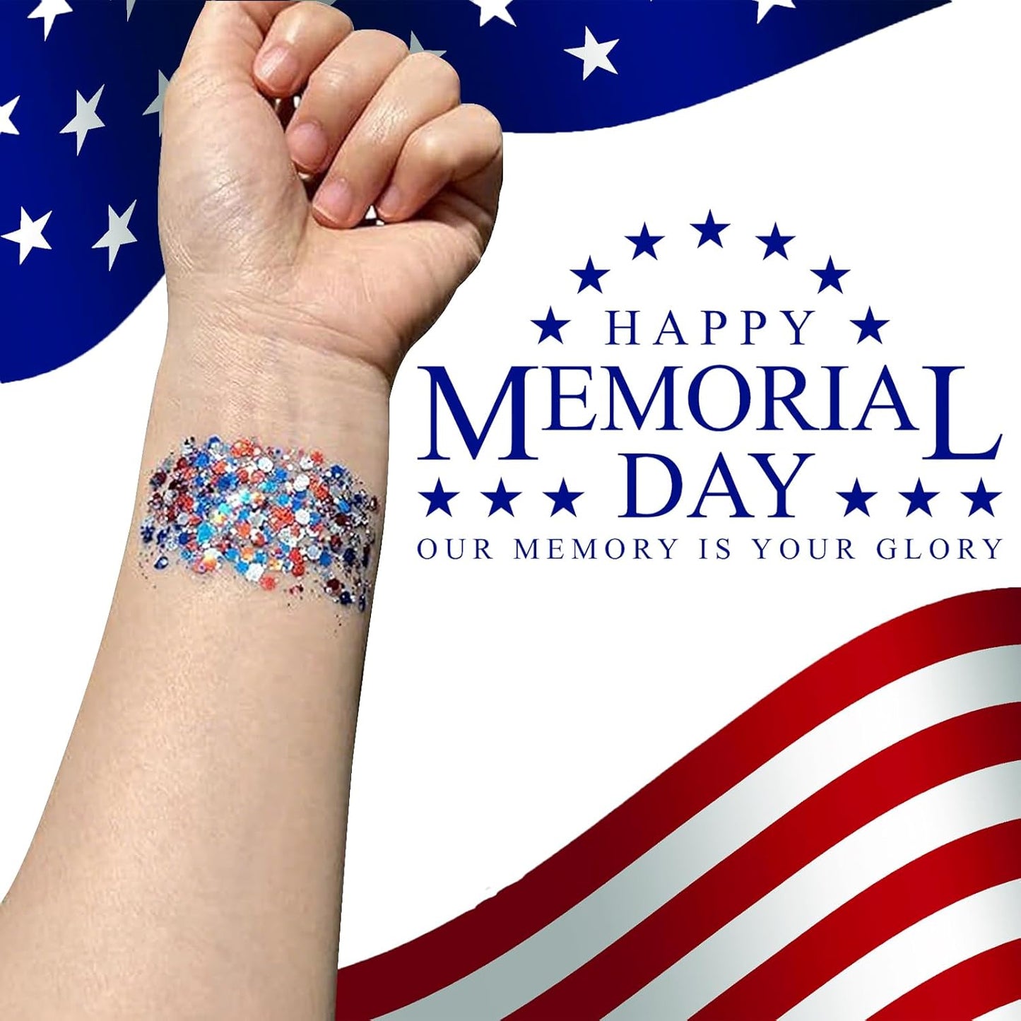 Patriotic Red White and Blue Glitter Stick - USA Flag Body Makeup for 4th of July | Perfect for Independence Day Celebrations