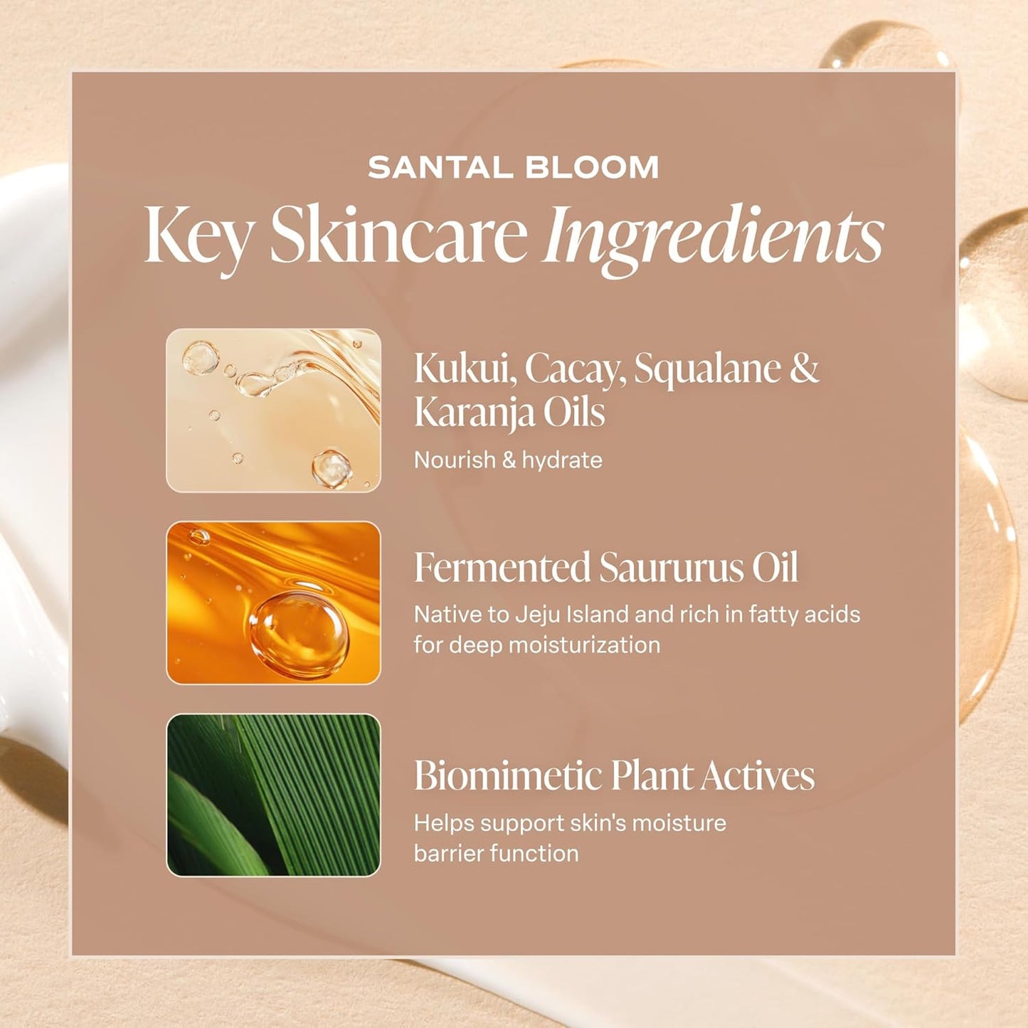Santal Bloom Body Oil - Luxurious Botanical Moisturizer for Hydrating Dry Skin | Non-Greasy, 4oz Pump Bottle