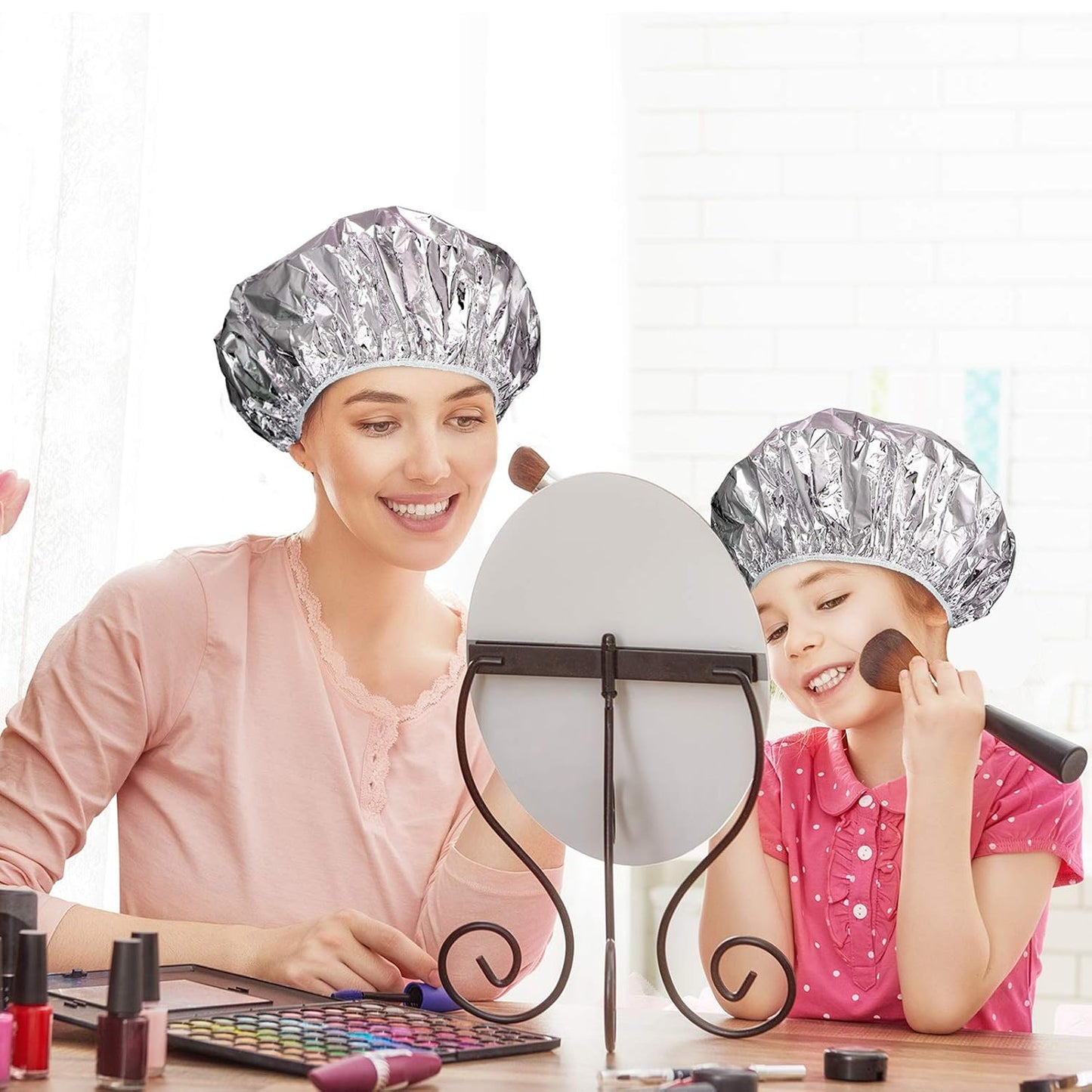 Deep Conditioning Caps - 12 Pieces Aluminum Foil Reusable Hair Coloring & Processing Caps | 12 Inch, Gold & Silver