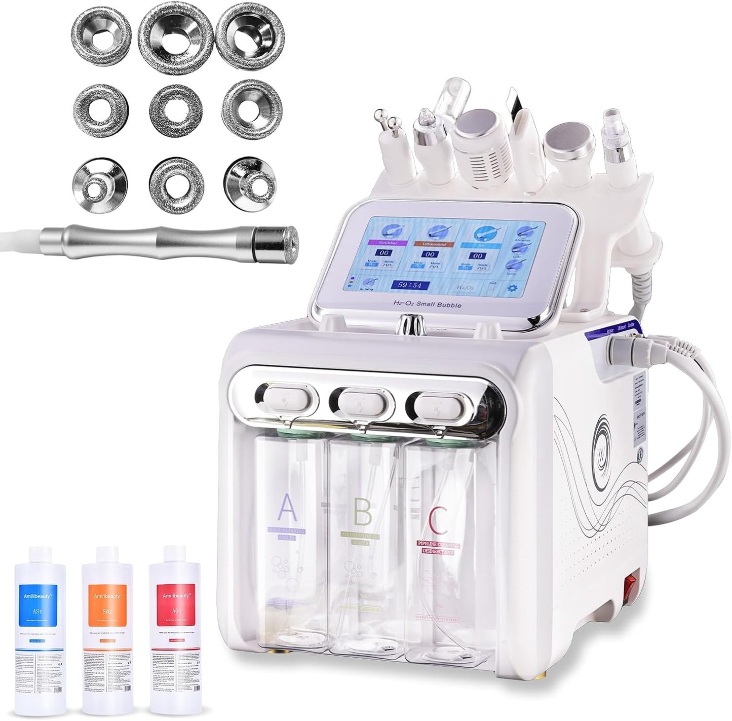 Diamond Microdermabrasion Facial Machine - 7 in 1 Hydrogen Oxygen System with Aqua Peeling Solution