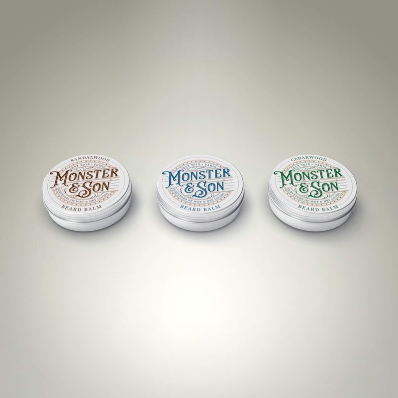Monster&Son Organic Beard Balm Variety Pack x3 - Helps to Hydrate, Style and Promote New Hair Growth - Rich in Vitamins & Minerals - Jojoba Oil, Shea Butter, Coconut Oil - Ideal Gift for Bearded Men