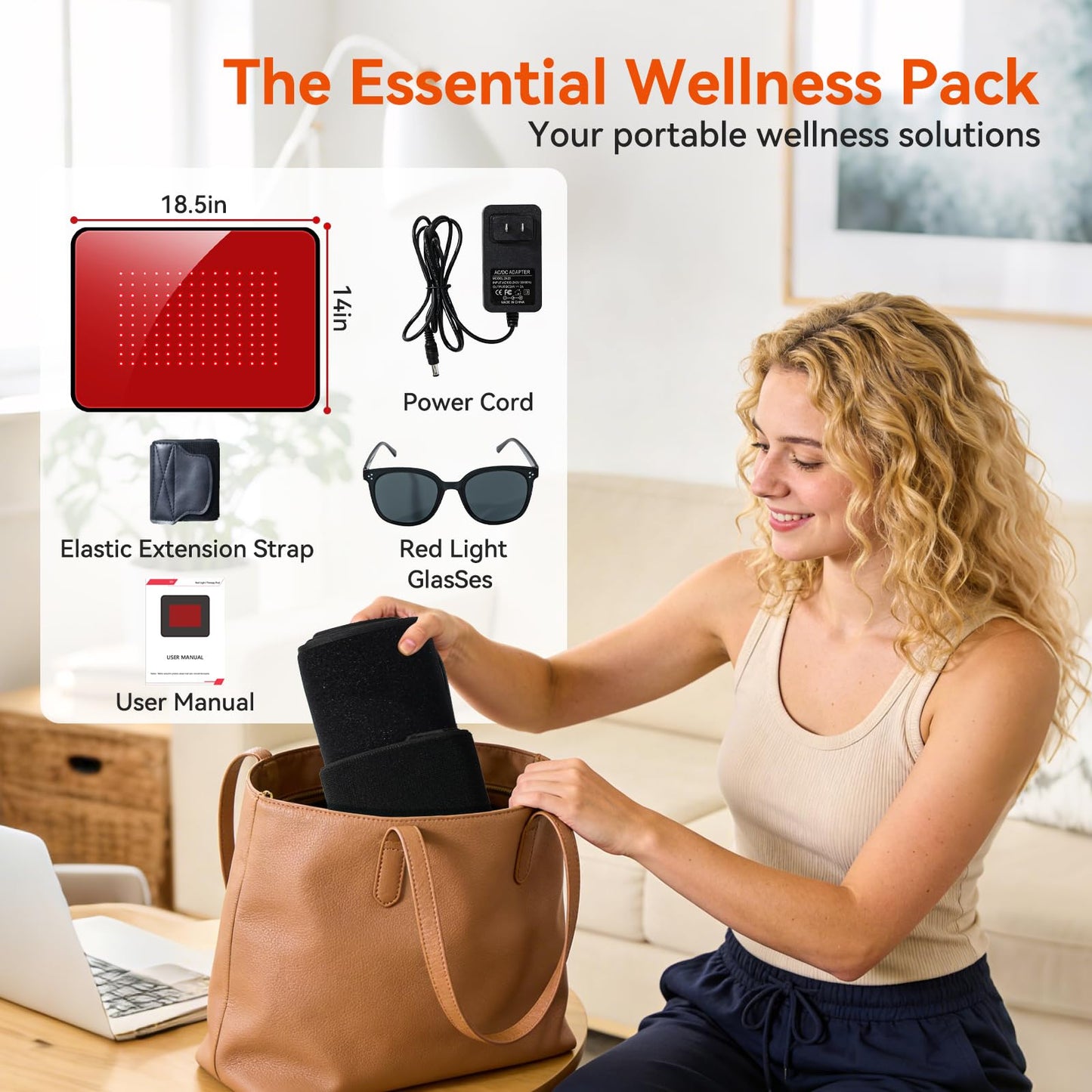 Xefinic Full Body Red Light Therapy Mat with 140 LEDs, 3-in-1 660nm & 850nm TPU Infrared Light Blanket, 18.5" x 14" Foldable Therapy Pad with Timer Controller Pulse Modes for Home Use 24W