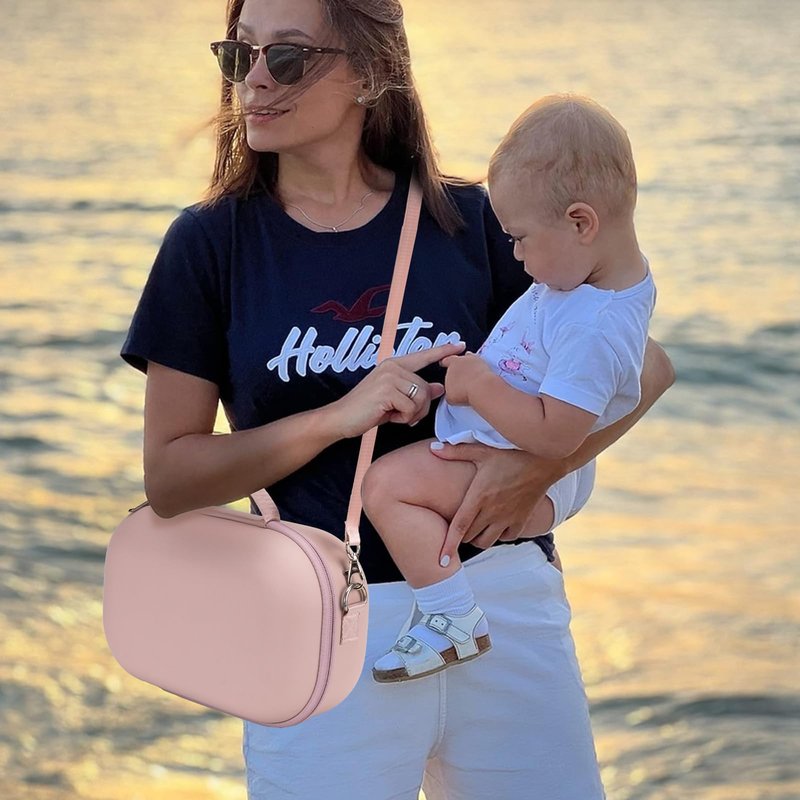 Wearable Breast Pump Bag for Hands-Free Breast Pumps, Hard Breast Pump Case for Momcozy/Willow/eufy/Security/Medela and More, Storage Bag for Pumping Travel Bag/Diaper Bag/Handbag (Pink)