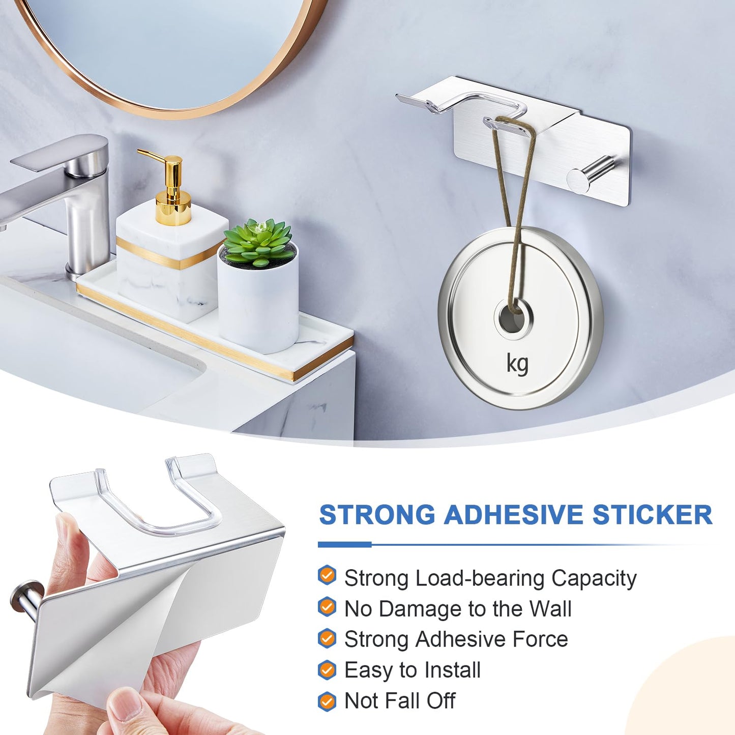 XILIMEN Hair Dryer Holder Wall Mounted, Blow Dryer Holder Adhesive, Metal Hairdryer Holder for Bathroom, Hair Tool Organizer with Plug&Cord for Cabinet Bathroom Bedroom Barber Shops (Sliver)