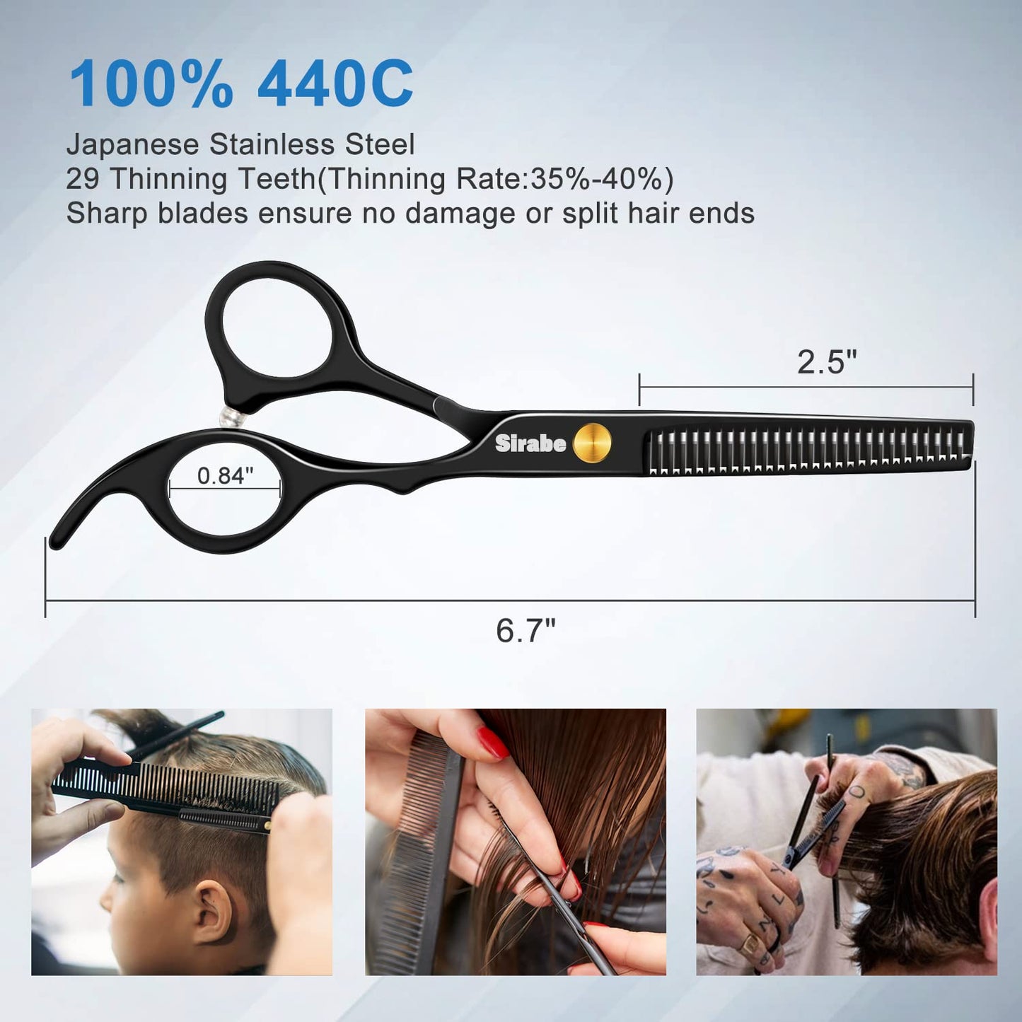 Professional Hair Cutting Scissors Set - 10 PCS Hairdressing Kit with Thinning Shears, Comb & Cape | Black