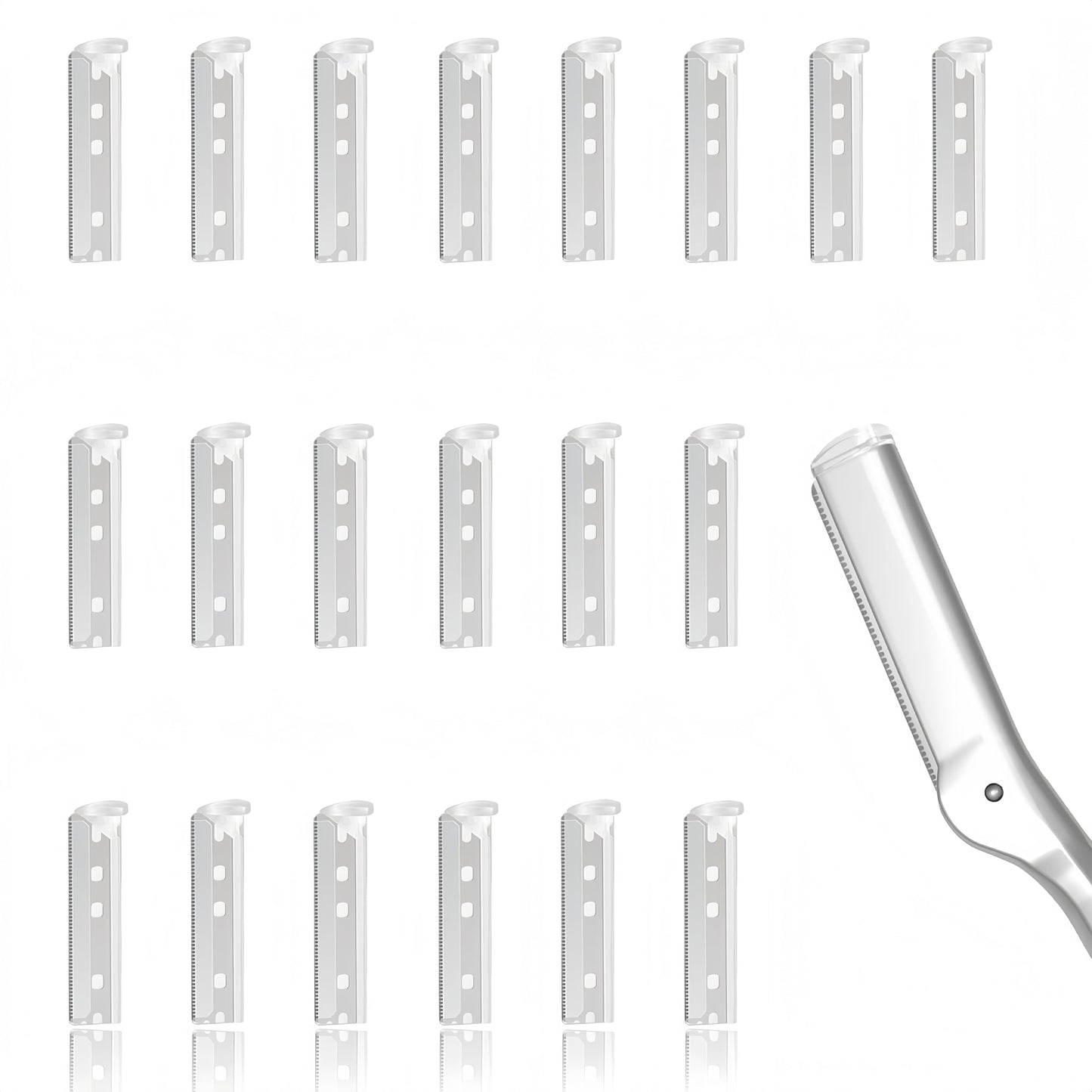 LuottsCare 20 Eyebrow Razor Blades - 20 Refill Blades for Dermaplane Razor for Women Face, Small Face Razors Blades for Peach Fuzz and Fine Hair, Multipurpose Exfoliating Dermaplaning Tools - L