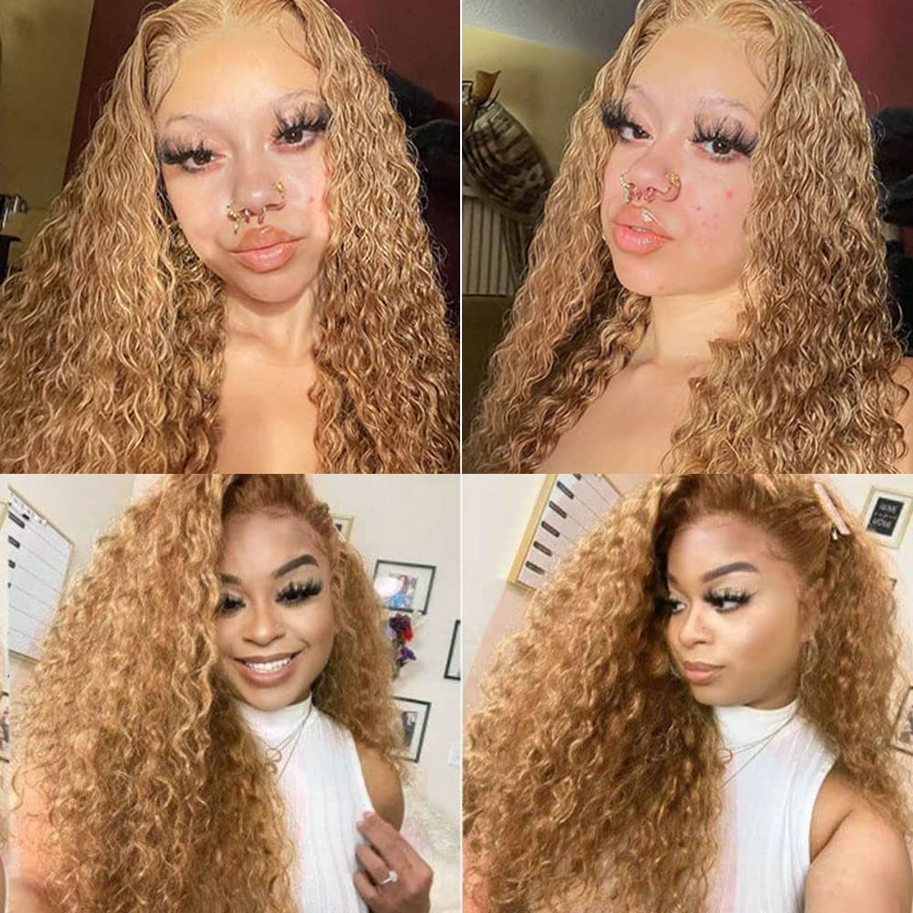 Honey Blonde Bundles Human Hair #27 Water Wave Bundles 14 16 18 inch Blonde Wet and Wavy Bundle 150g