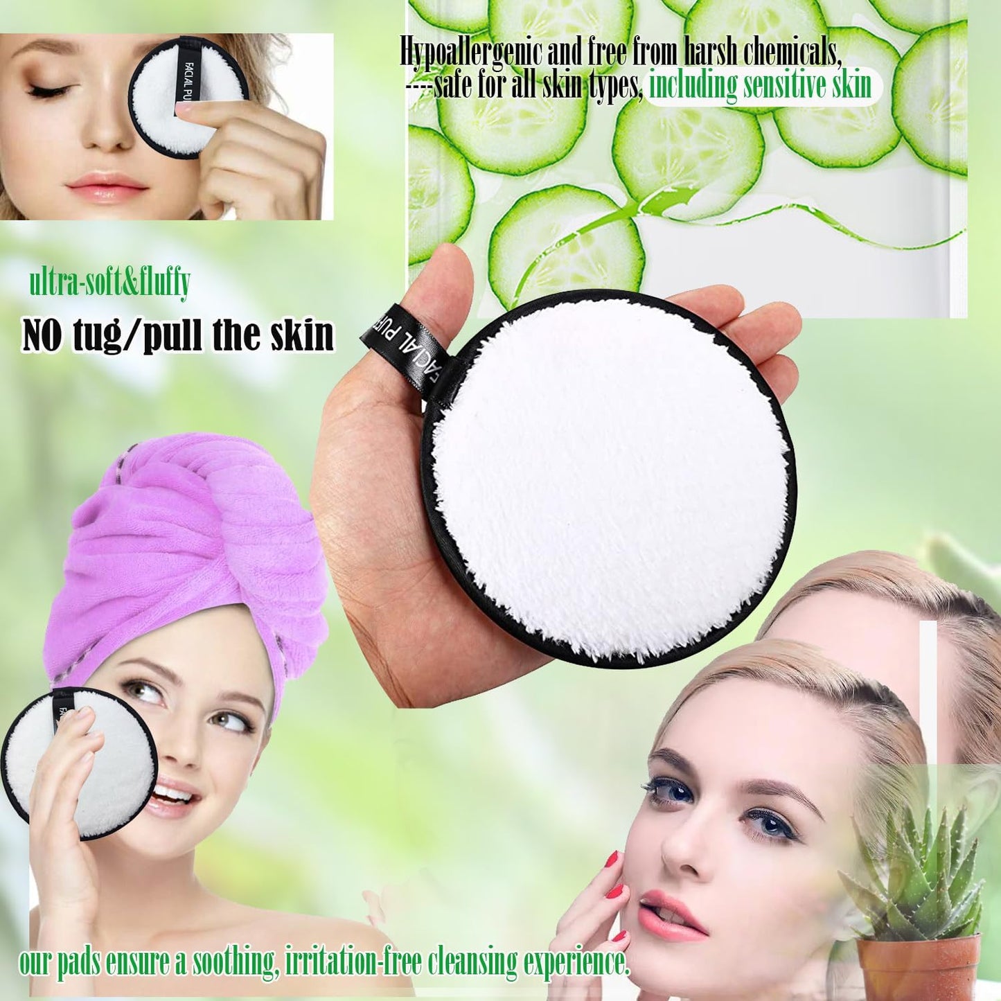 Reusable Makeup Remover Pads - Soft, Hypoallergenic Facial Wipes for Makeup Removal | 6 PCS