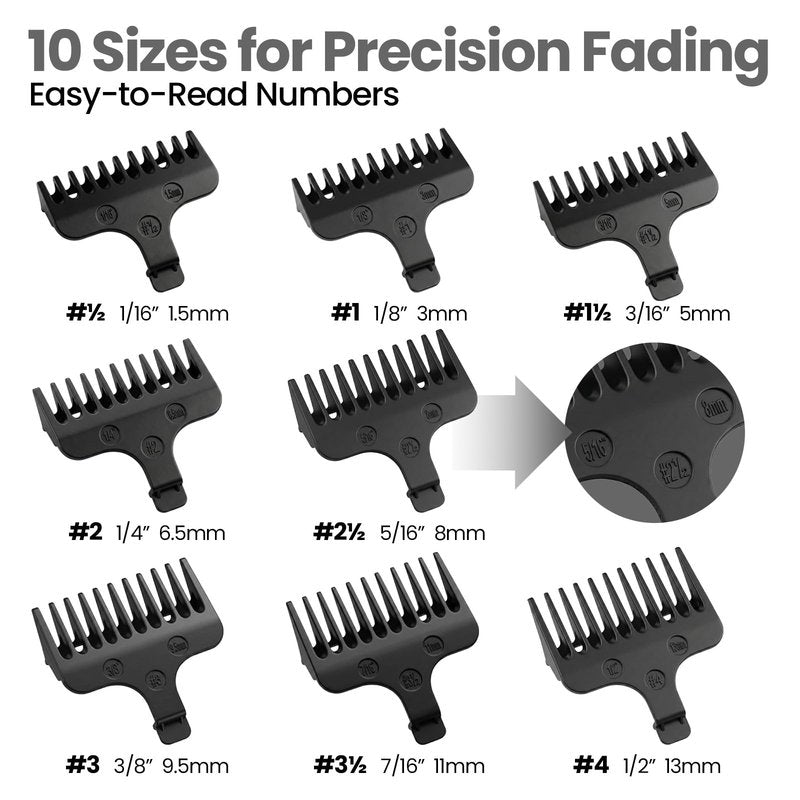 Guide Comb Set for 40mm T-Blade Trimmer, Trimmer Guard for Precise Hair & Beard Trimming, Compatible with Wahl T-Blade Trimmers - 8 Sizes Available