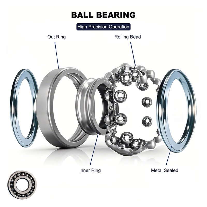 60 Pcs 6-Size 625ZZ 624ZZ 623ZZ 693ZZ 683ZZ 682ZZ Deep Groove Ball Bearings Kit, Miniature Bearings Assortment for Skateboards, Consumer Electronics - Double Shielded