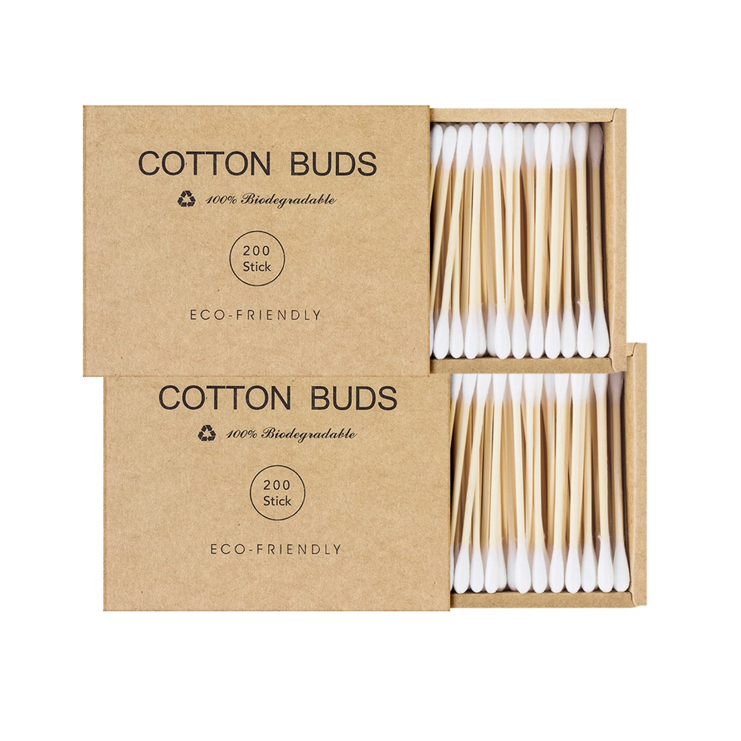 Kiemeu Bamboo Cotton Swabs With Wooden Sticks, Bamboo Cotton Buds For Ears