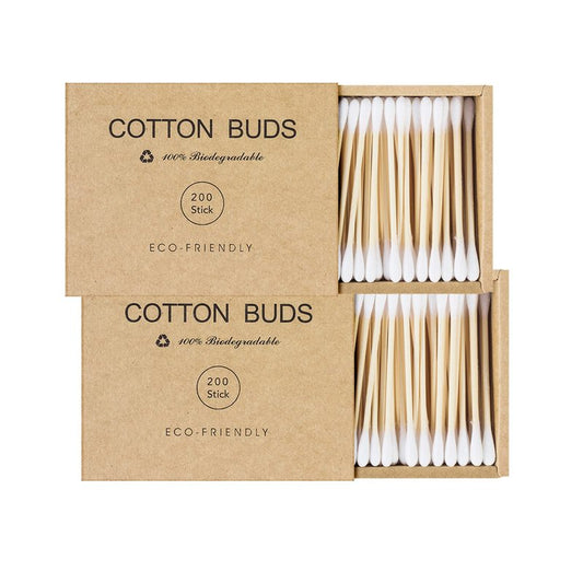 Kiemeu Bamboo Cotton Swabs With Wooden Sticks, Bamboo Cotton Buds For Ears