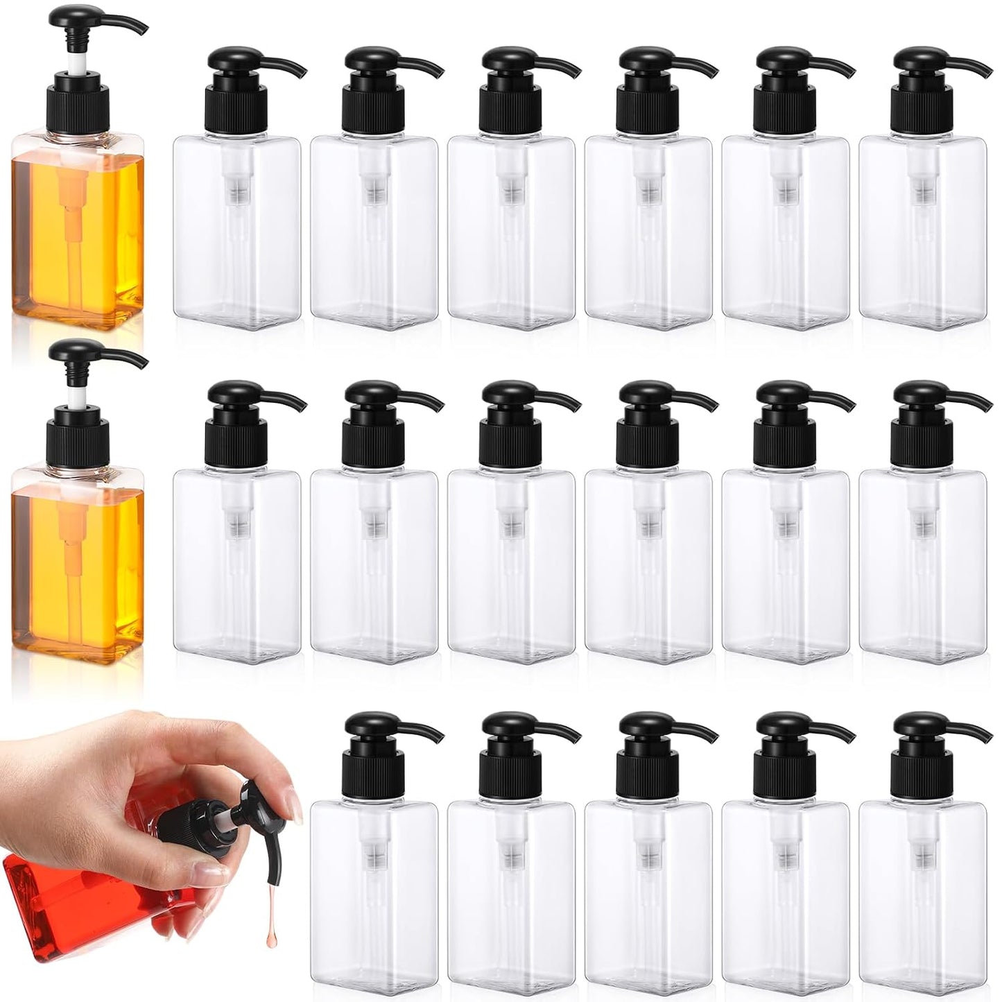 12 Pcs Mini Travel Pump Bottles - 100ml Plastic Dispenser Containers | Green & Brown