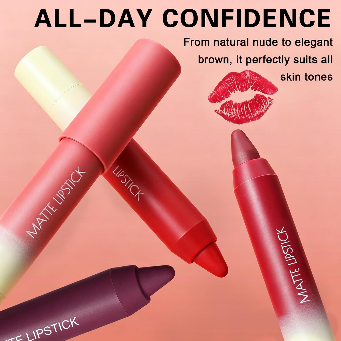 XINGXYUEL 2-in-1 Matte Lip Crayon Nude Lipstick & Lip Liner with Lip Brush for Women, Matte Finish, Smooth Texture, Long Lasting Waterproof, Vegan & Cruelty-Free, #02