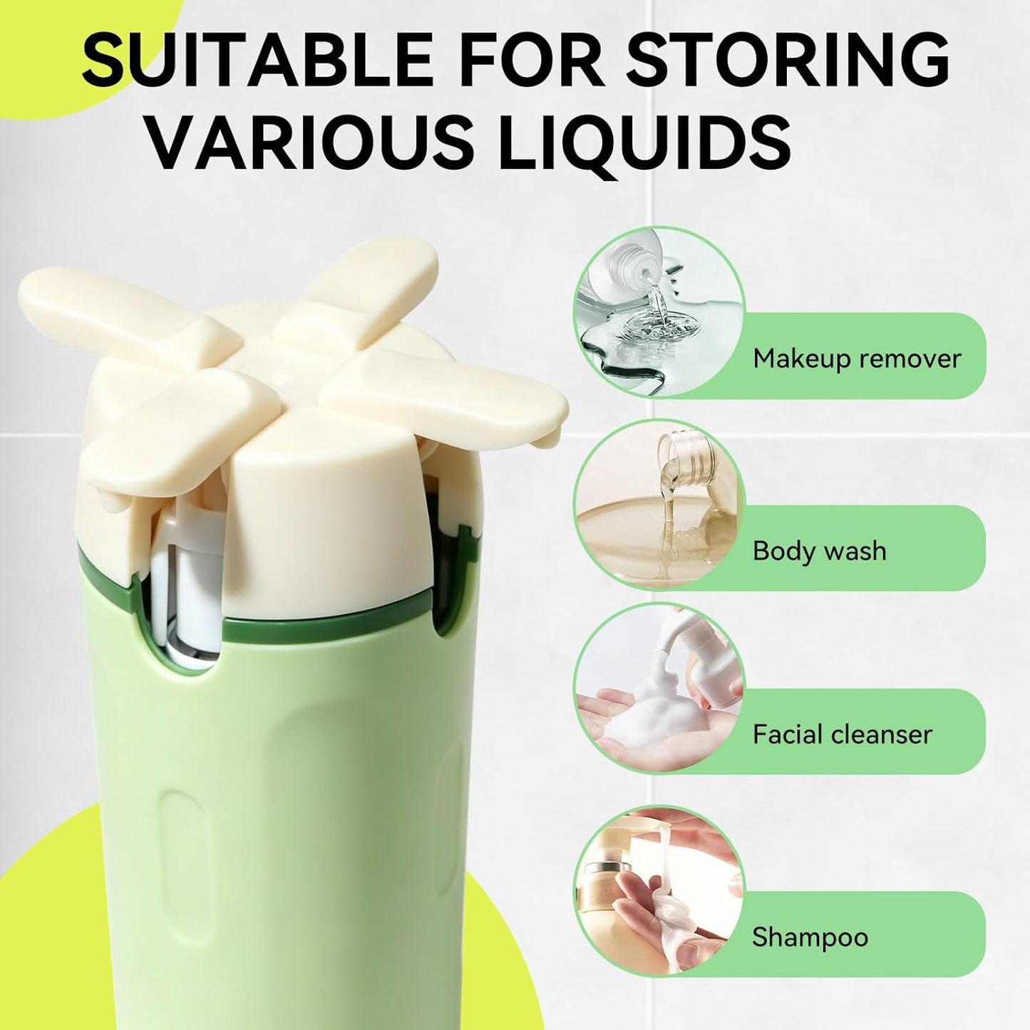 Travel Dispenser Bottles - 4 Pack 30ML Leak-Proof Toiletry Containers | Refillable Pump Bottles for Shampoo, Conditioner, Lotion