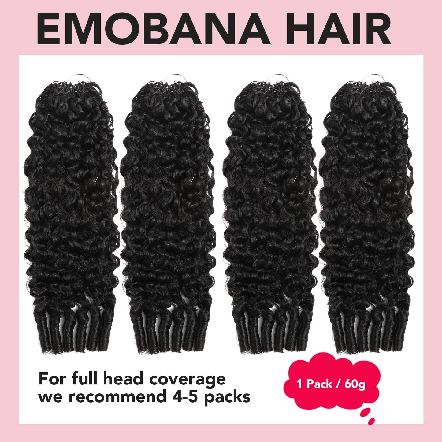 EMOBANA Human Crochet Hair for Black Women 16 Inch Burmese Curly Bundles Human Hair Pre-separated 60g Invisible Miracle Knots Feather Crochet Human Hair Extensions Natural Black