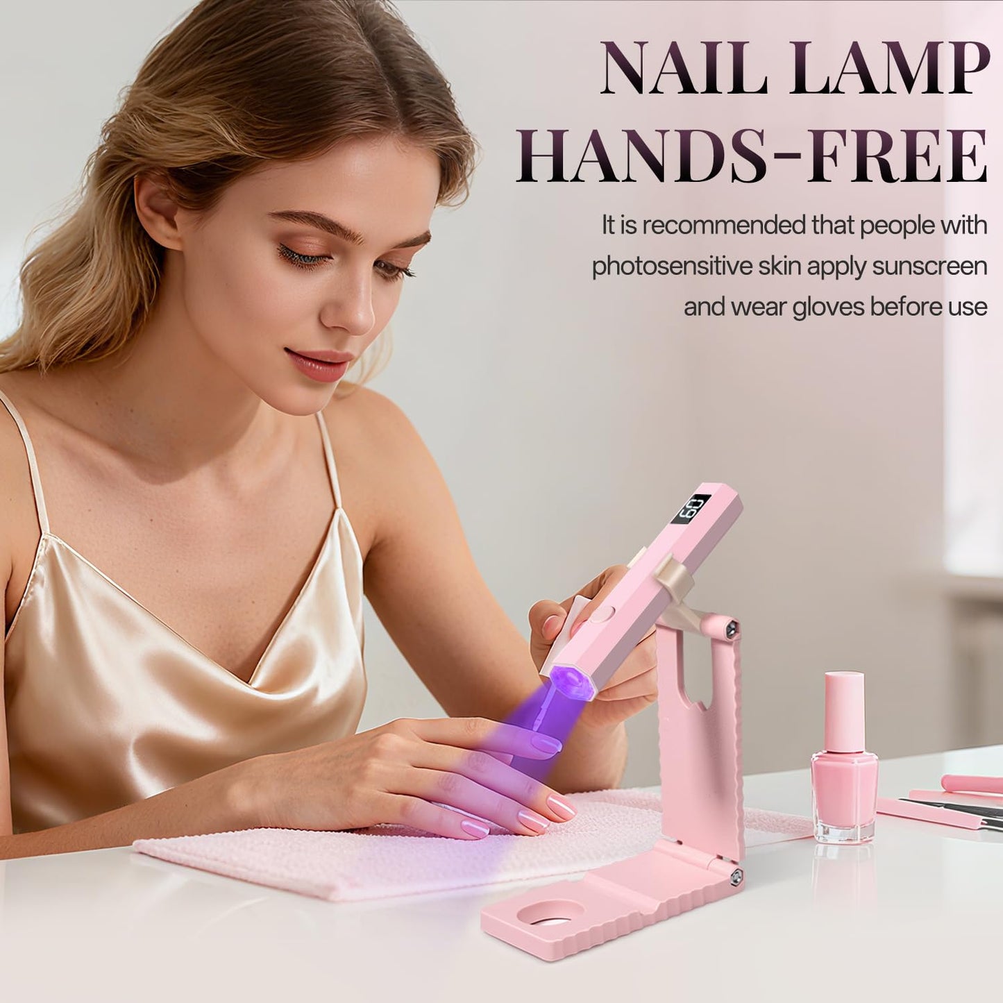 krofaue Mini Handheld UV Nail Light with Stand, Portable Flash Cure