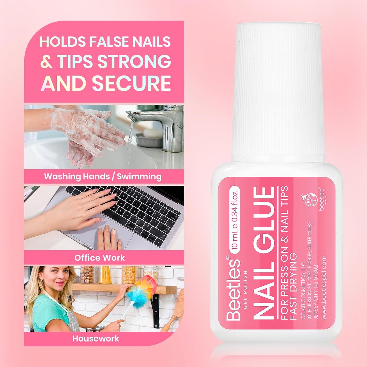 Beetles 10ML Super Strong Nail Glue - No UV Light Needed for Press-On & Acrylic Nails | Long-Lasting Bond for DIY Home Use
