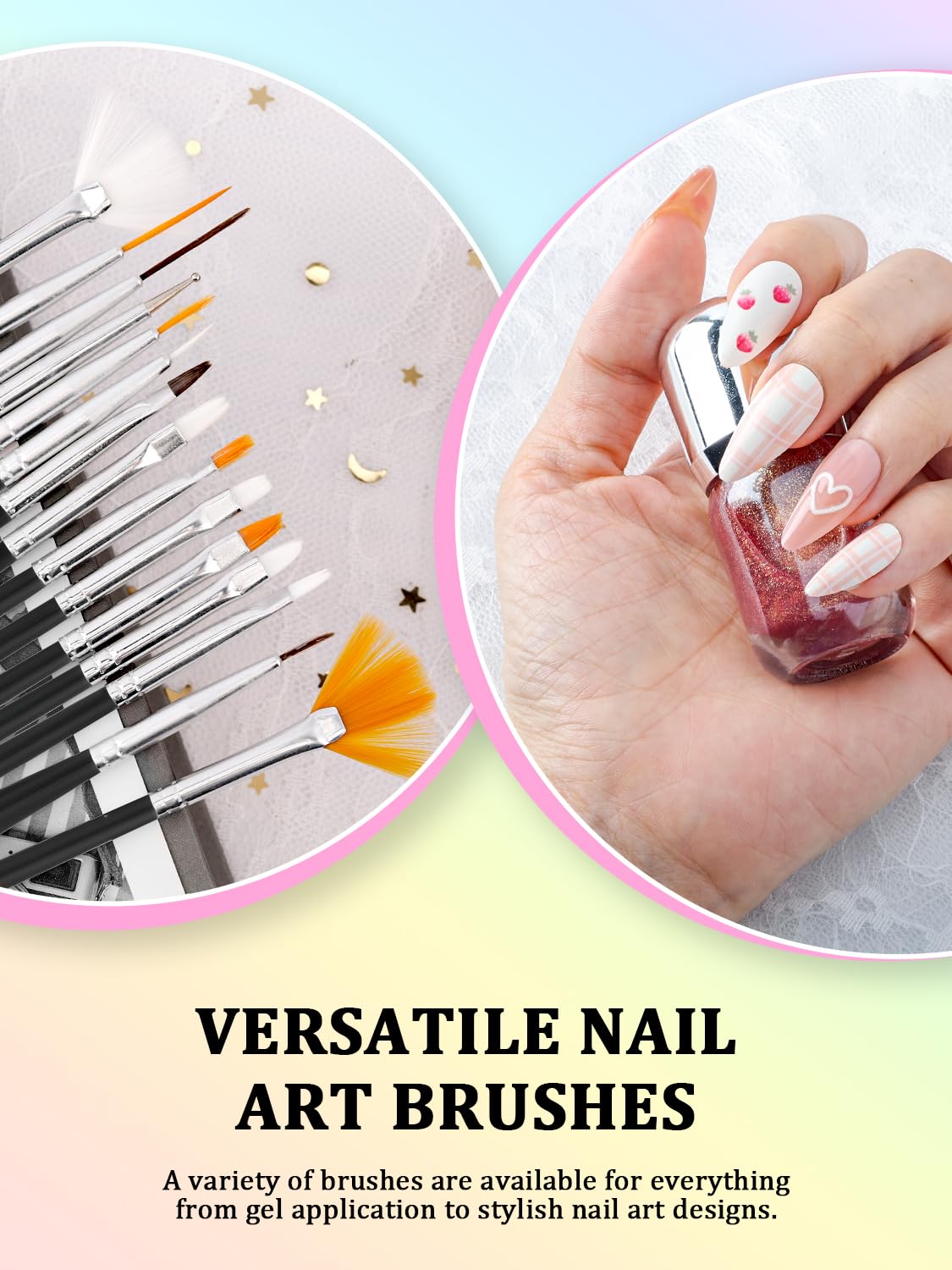 YOOVR Nail Art Tools Set, Nail Stand for Press on Holder for Painting Nails, Nail Art Brushes, Liner Brushes, Nail Dotting Tool, Must Haves Design Tools Supplies Kit for Nail Tech & Beginners