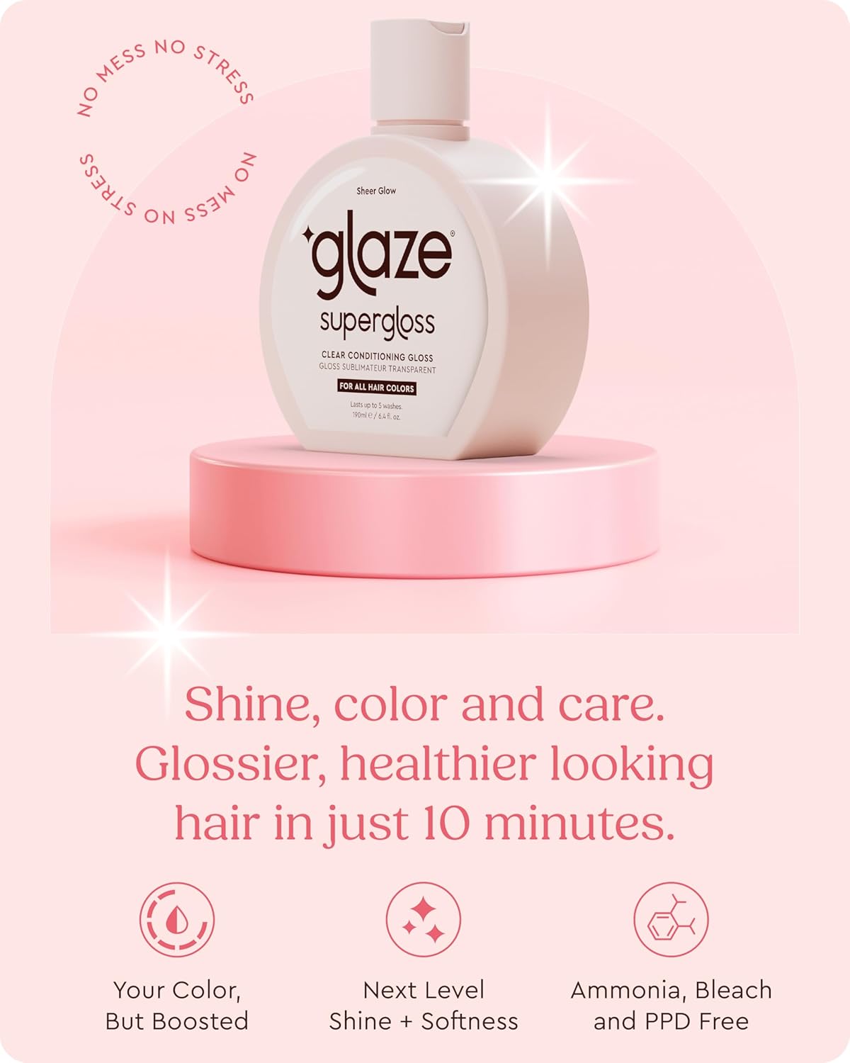 Supergloss Clear Conditioning Hair Gloss - Sheer Glow for All Hair Types | Boosts Shine & Hydration - 6.4 Fl Oz