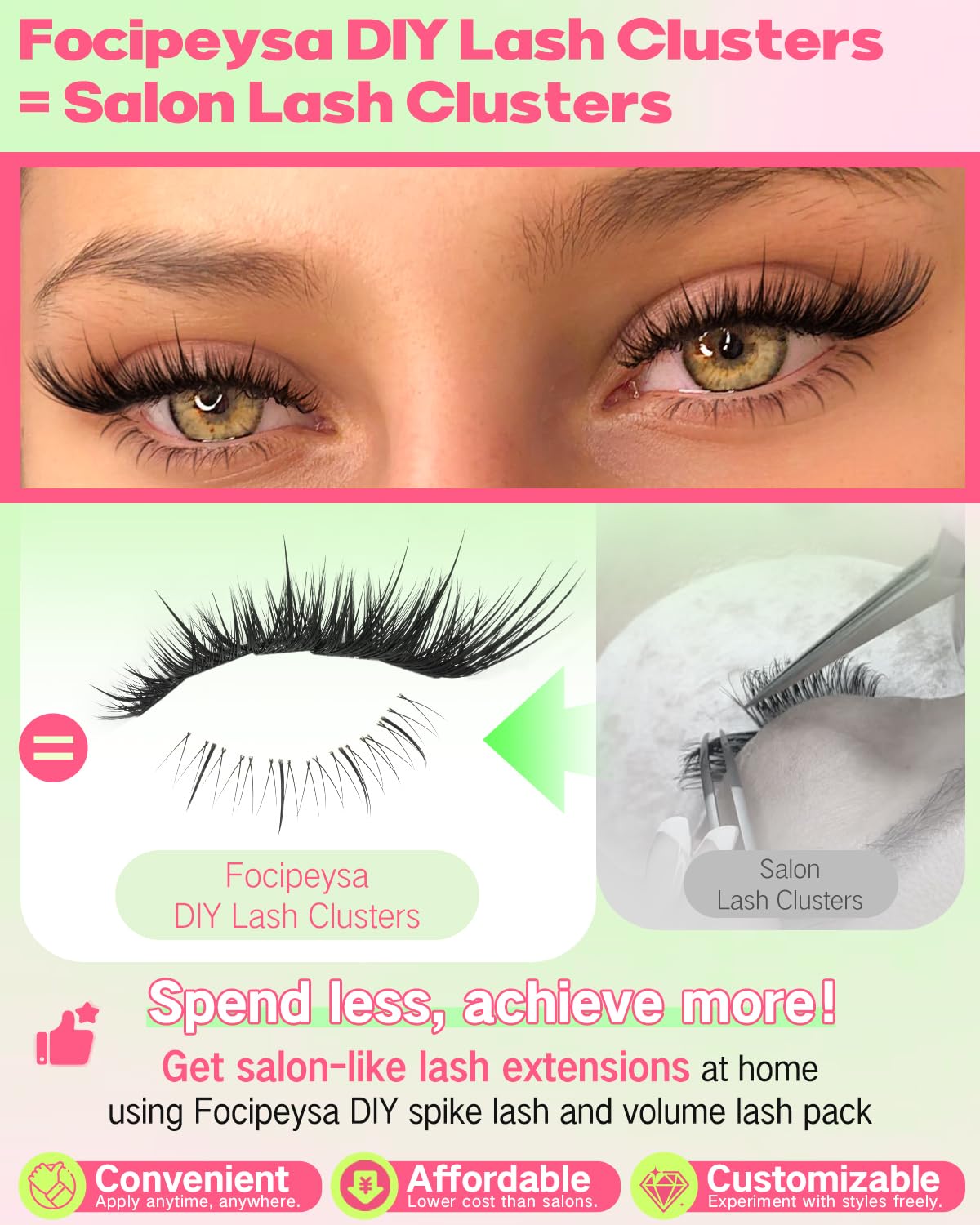 Fox Eye Eyelash Clusters Natural Volume Lashes Clusters Cat Eye Lash Extensions Wispy Cluster Eyelash Extensions Lightweight Waterproof Eyelashes Extension for Effortless Volume Salon Effect Lash