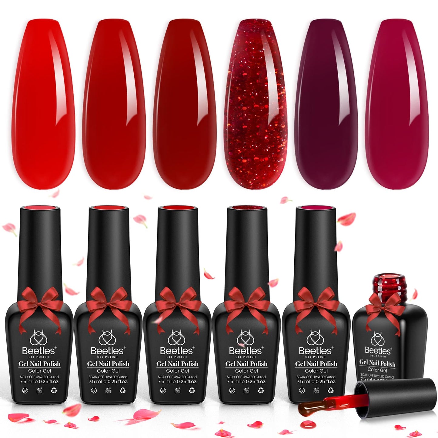 Beetles Red Jelly Gel Nail Polish Set, Luminous Ruby Red Gel Polish