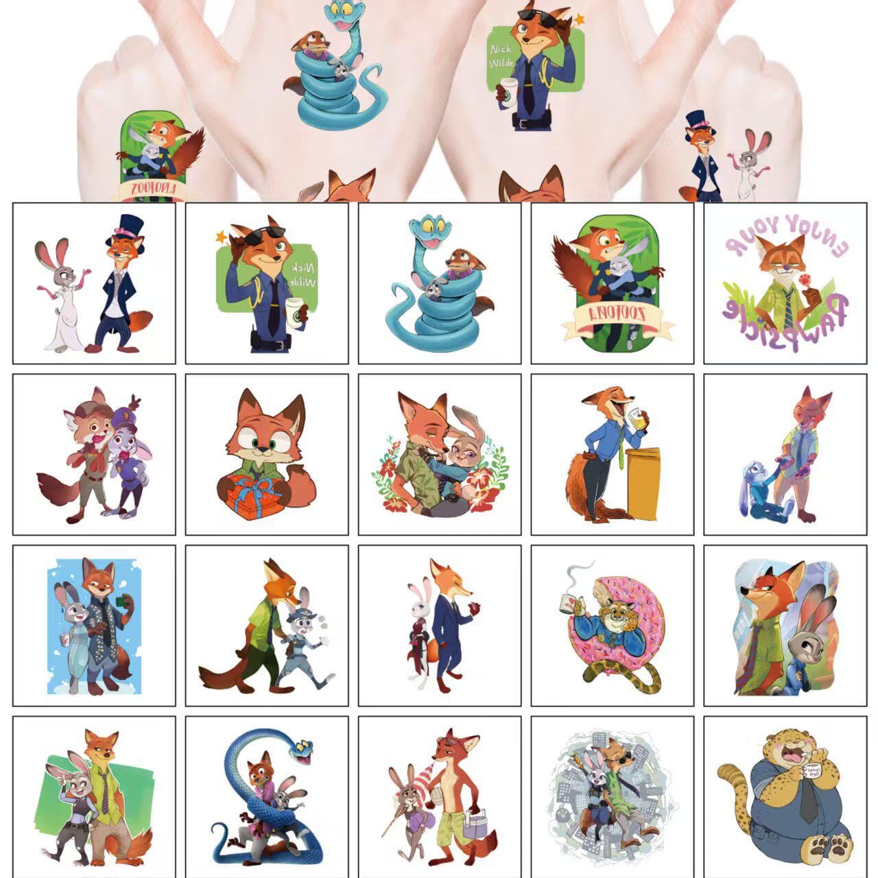 Zootopia Temporary Tattoos - 20 Pcs Fun Party Favors for Teens | Birthday Decorations & Game Rewards