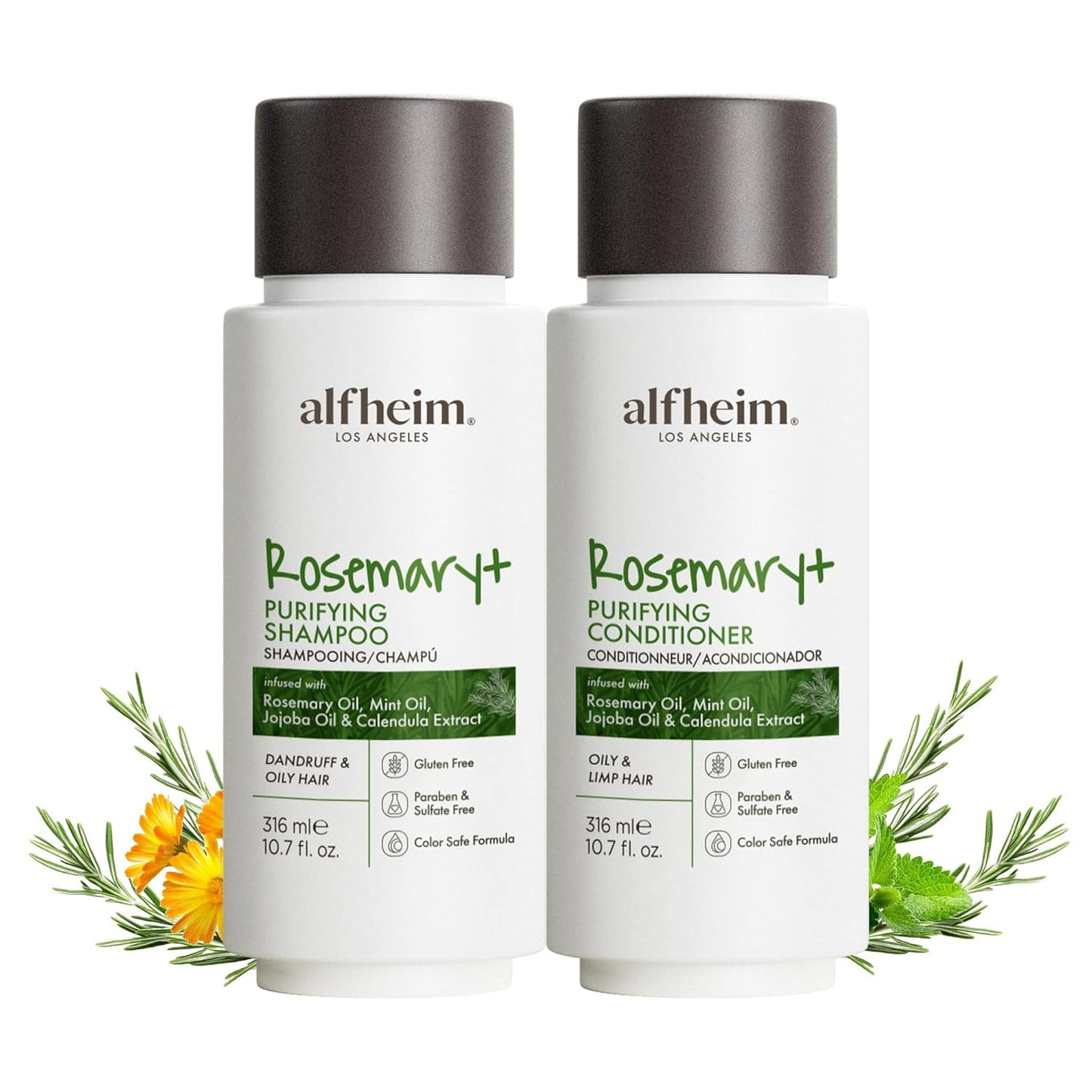 Rosemary+ Purifying Shampoo & Conditioner Set - Balancing Care for Oily & Fine Hair | 18 oz x2