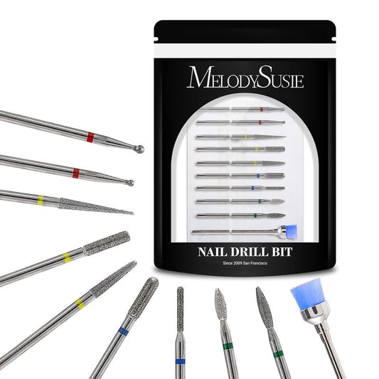 10pcs Nail Drill Bits Set - 3/32 Inch Diamond Cuticle Bits for E-File | Manicure & Pedicure Tools for Acrylic Gel Nails
