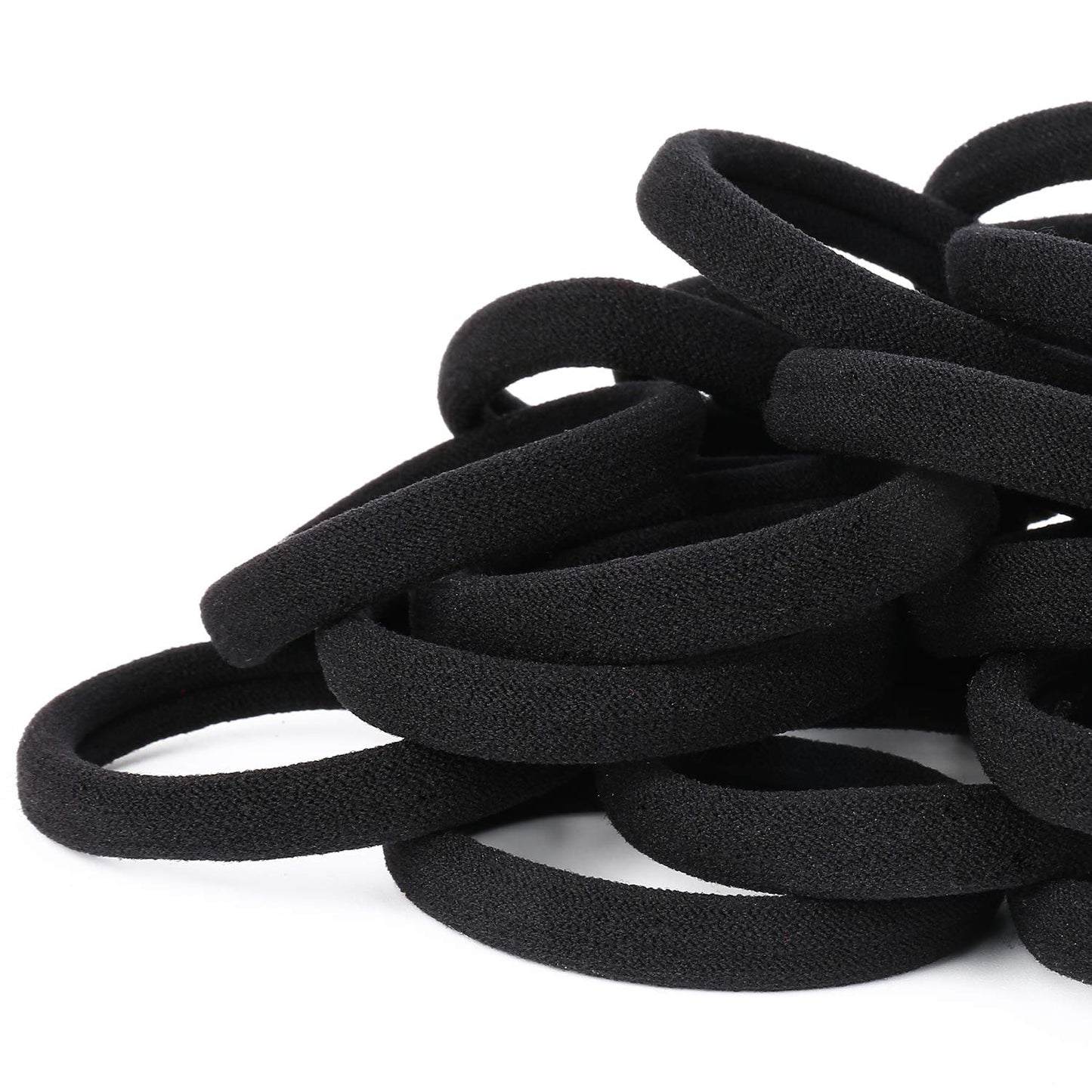 Black Hair Ties for Women - 50PCS Cotton Seamless Ponytail Holders | No Damage, 2 Inch Diameter