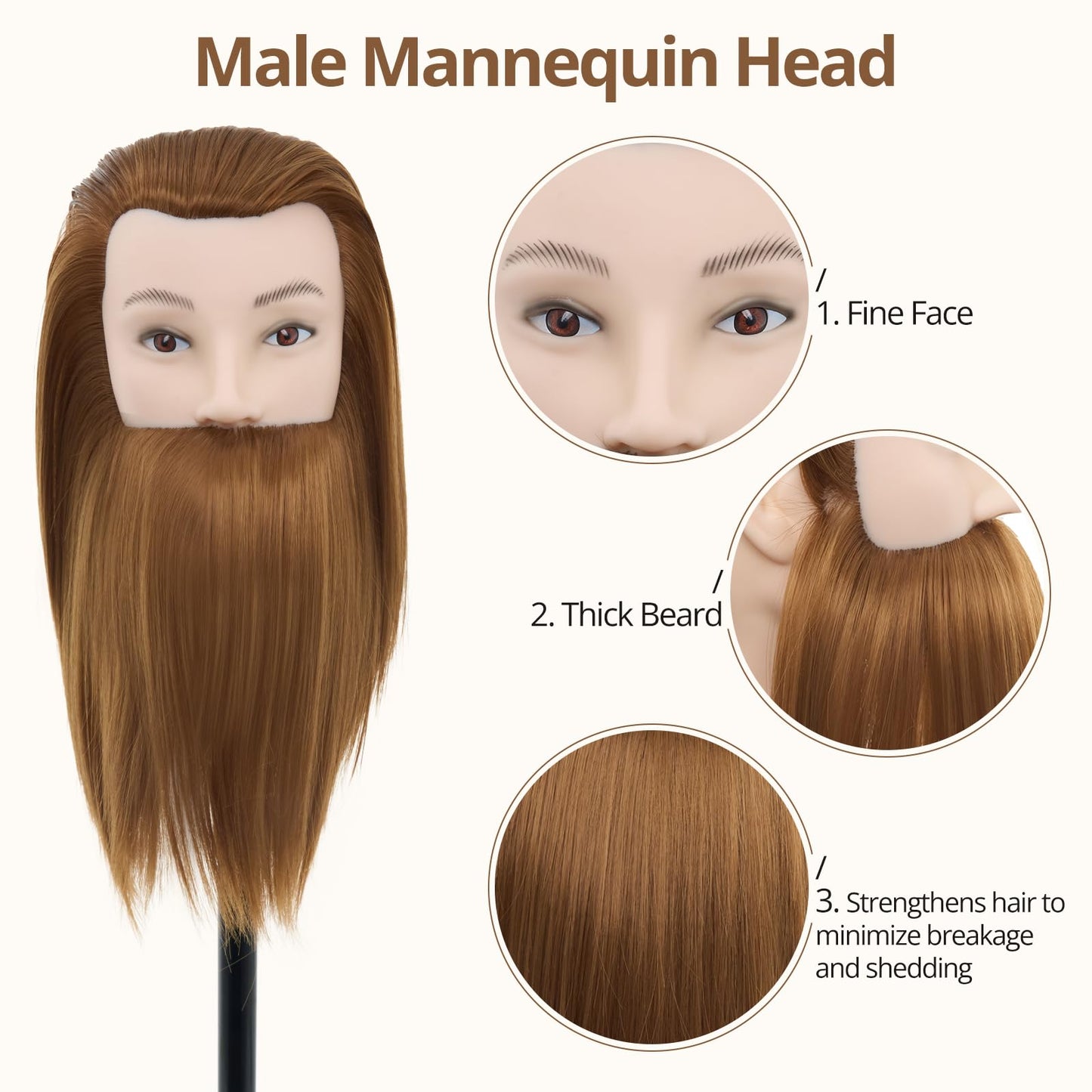 Male Mannequin Head with Hair,10" Barber Mannequin Head,Cosmetology Hairdresser Training Doll Manikin Head for Hair Styling and Practice -19