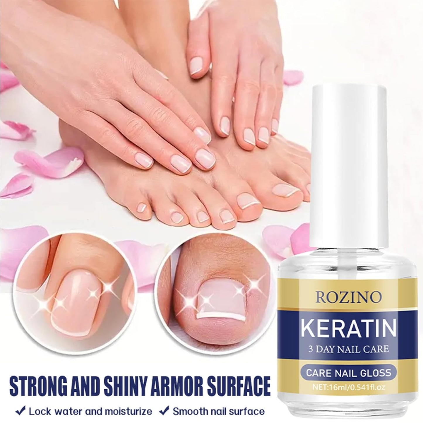 Keratin Nail Care Oil - Strengthening Plant-Based Formula for Dry, Weak Nails | 3 Pcs (16ml Each)