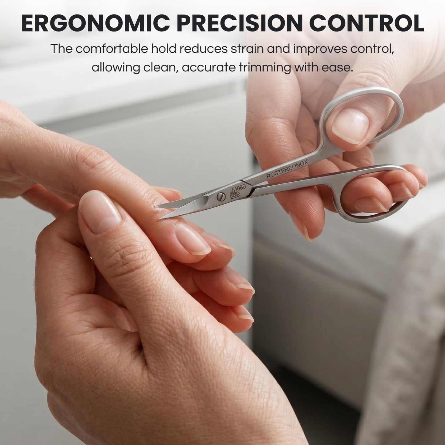 INOX Stainless Steel Tower Point Cuticle Scissors German Cuticle Remover. Made by Erbe in Solingen, Germany