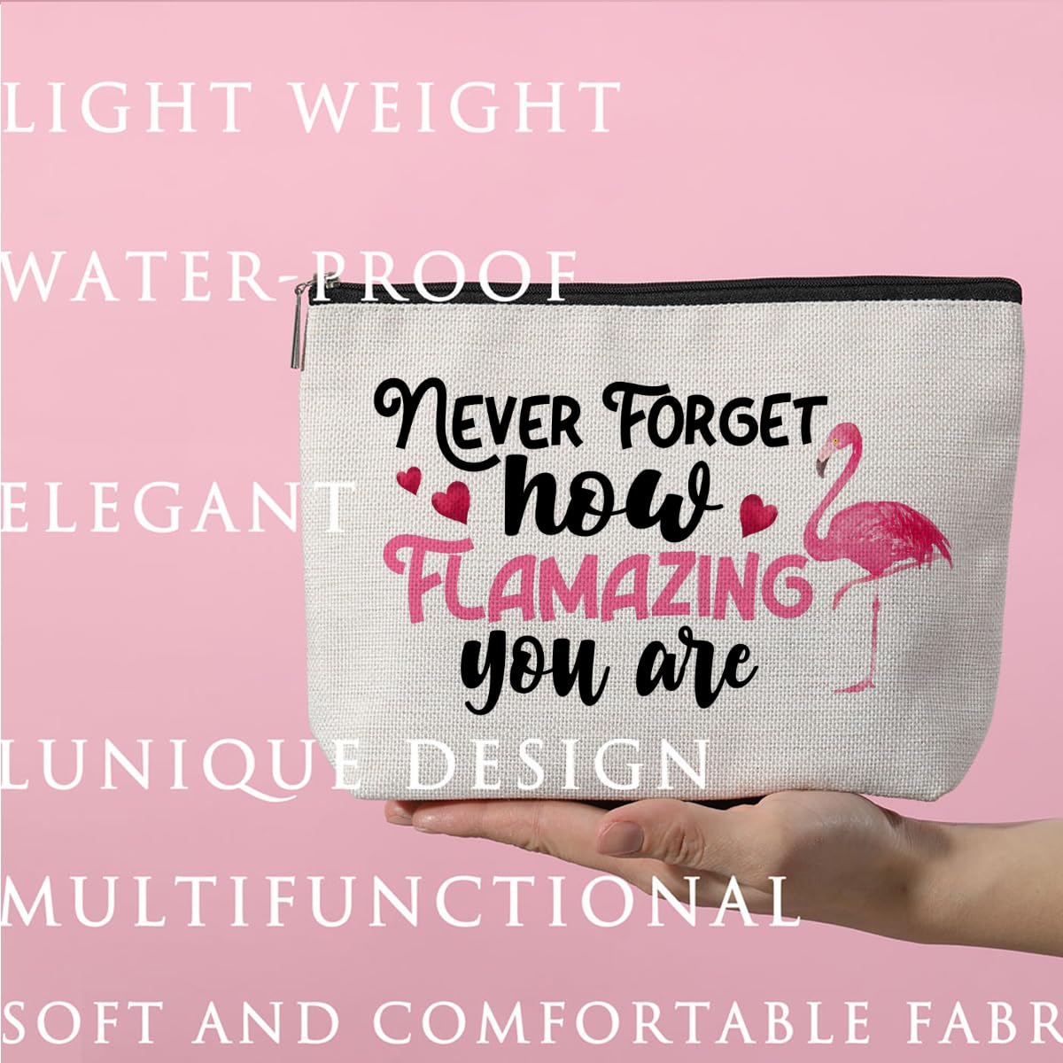 ZHAMEN Novelty Flamingo Decor Makeup Bag Gifts Makeup Pouch Birthday Christmas for Women Friends Flamingo Lover Family BFF Animal Lovers Cosmetic Travel Bag