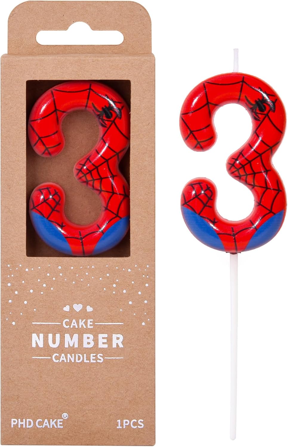 Number 3 Spider Birthday Candles - Cartoon Themed Cake Decor for Parties | 2.76 Inch