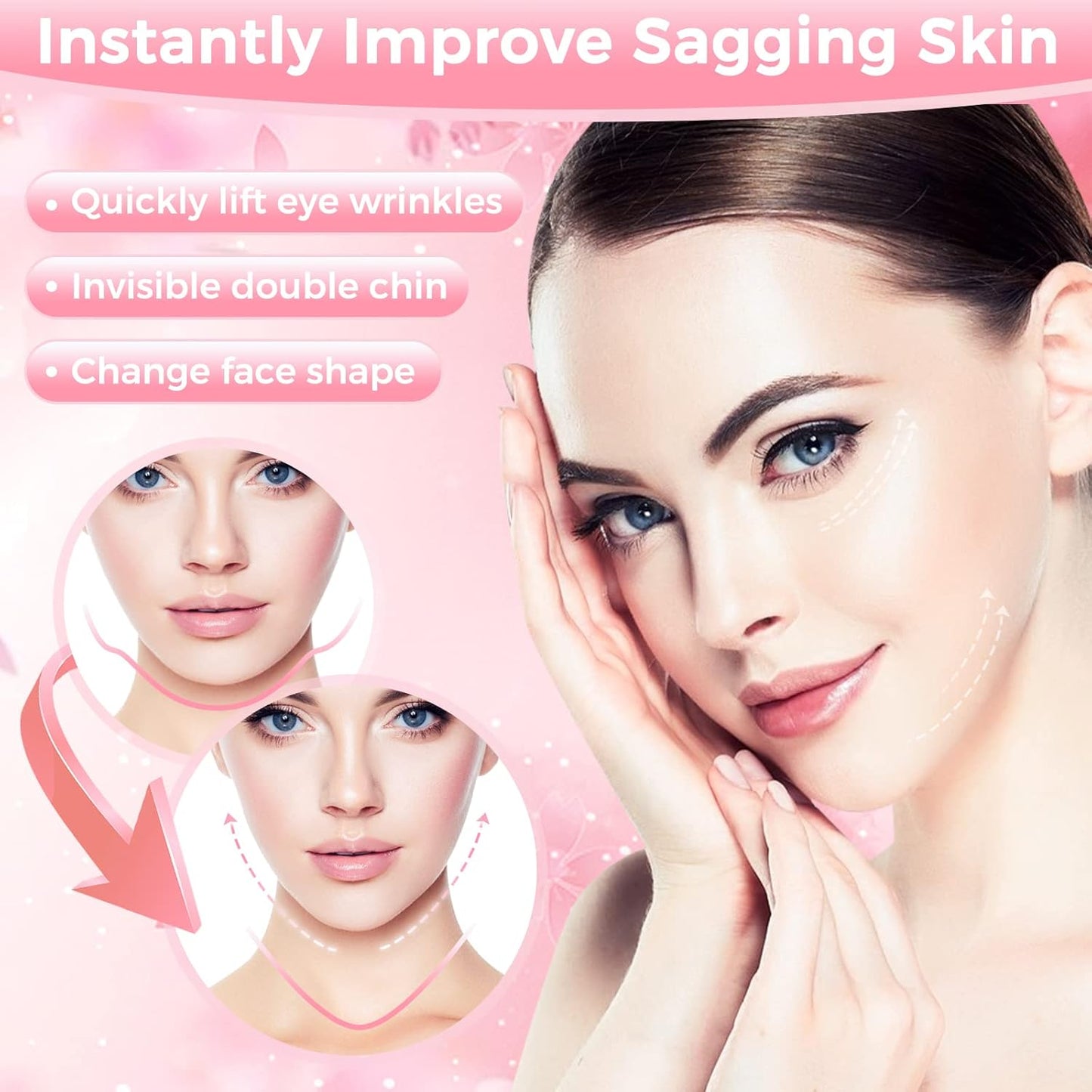 Invisible Face Lift Tape - 120Pcs Adjustable Bands for Instant Skin Tightening | Perfect for Jawline, Neck & Double Chin