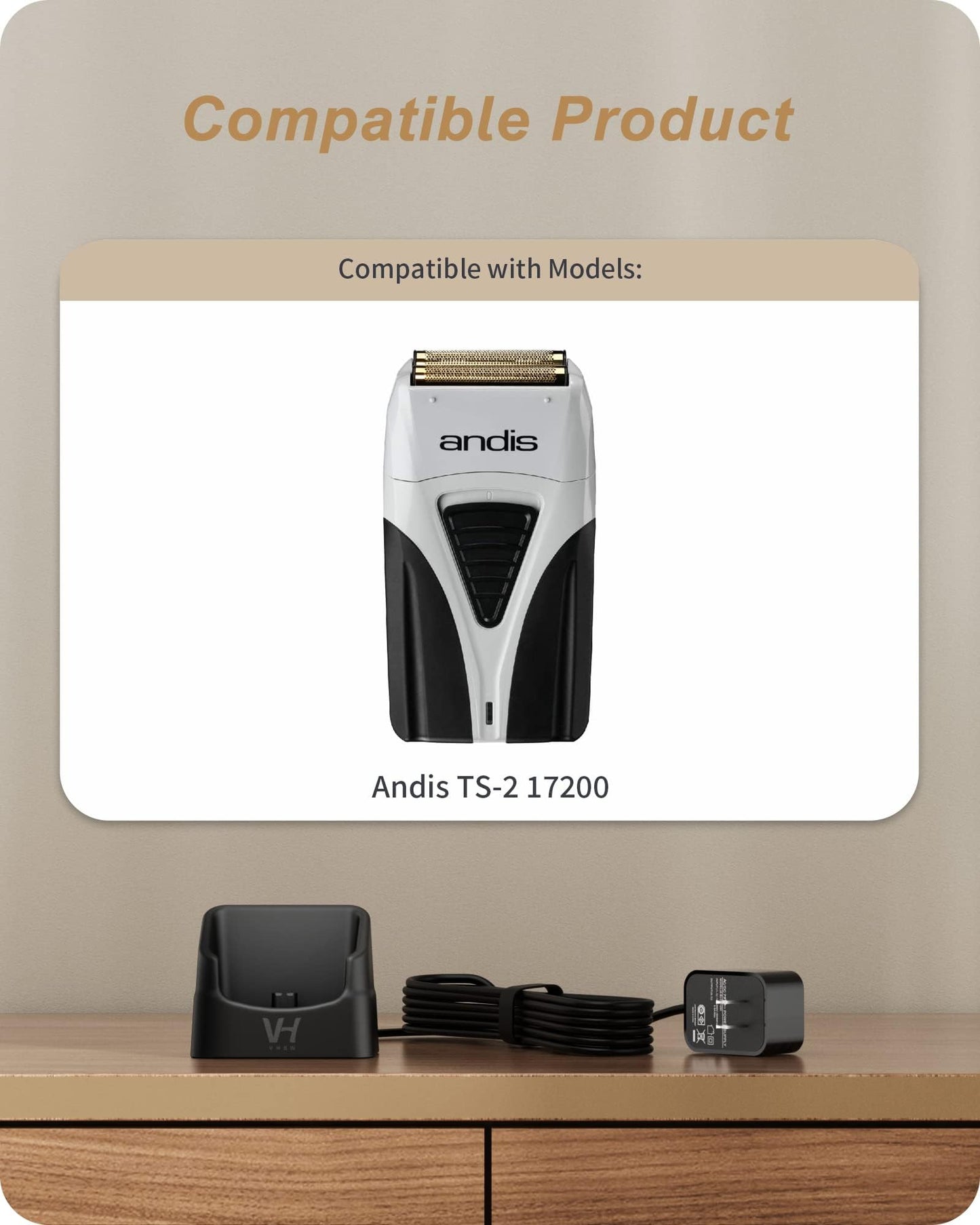 WUKUR for Andis Shaver Charger, Replacement Andis Charger Compatible with 17150 17165 TS-1 TS-2 Foil Shaver