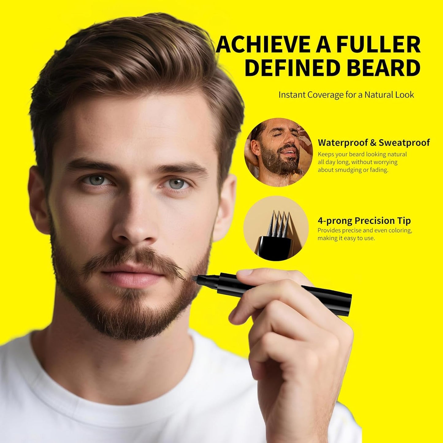 Waterproof Beard Pen - Fill Gaps for a Thick, Lush Beard | Black