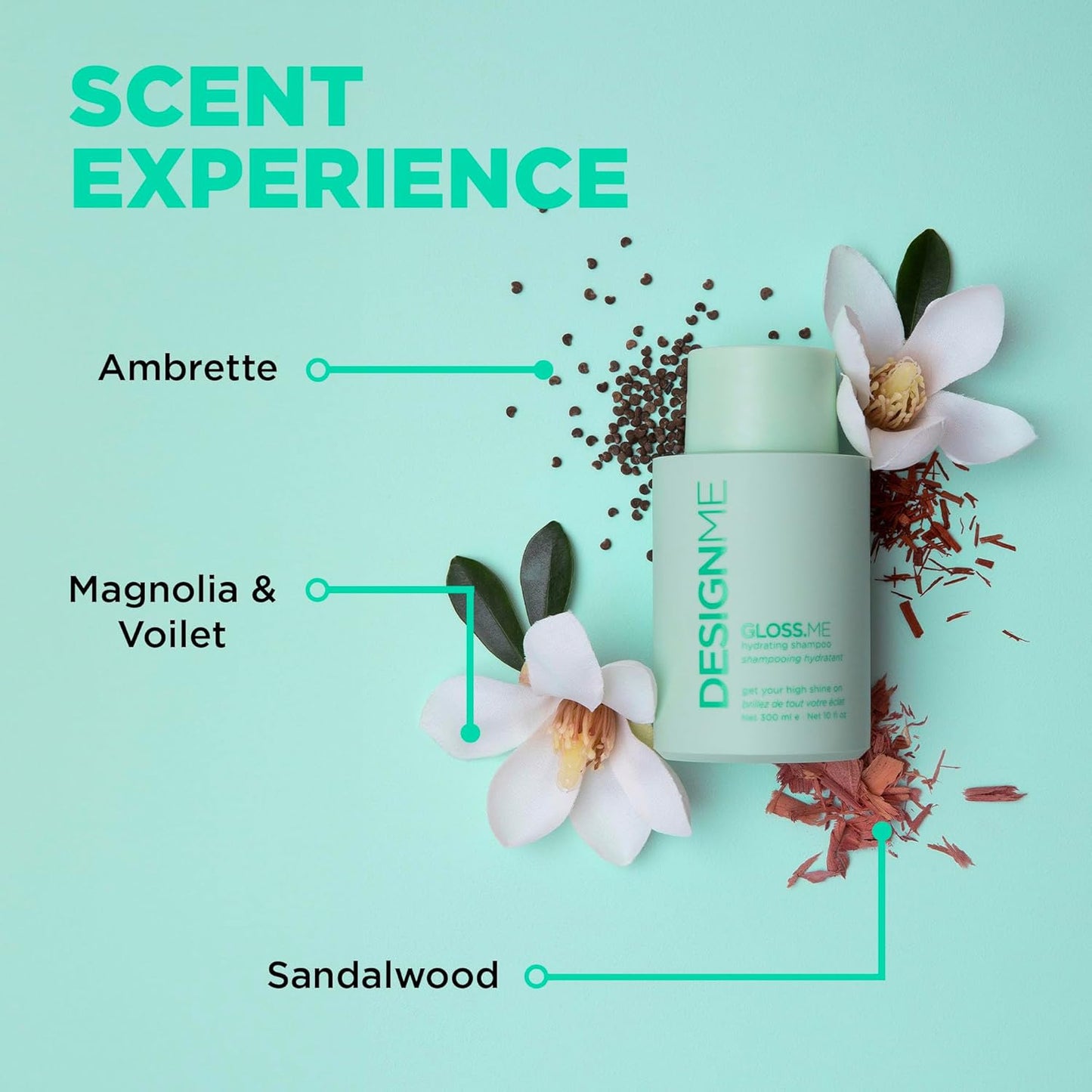 Design.Me GLOSS.ME Moisturizing Shampoo & Conditioner Set - Hydrating Hemp & Argan Oil for Dry, Colored Hair | 10 Fl Oz Each