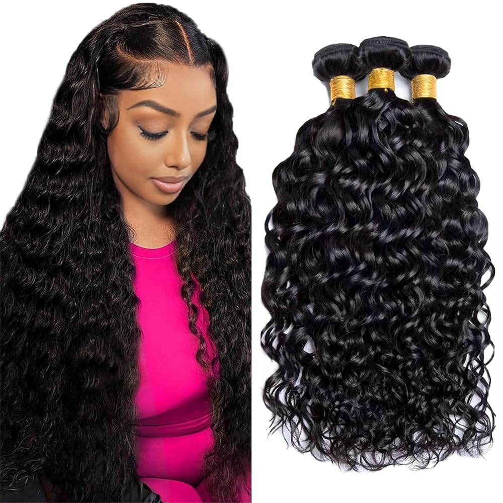 28 30 32 Inch Bundles Human Hair Water Wave Bundles Wet and Wavy Human Hair Bundles Unprocessed Brazilian Virgin Hair Extensions