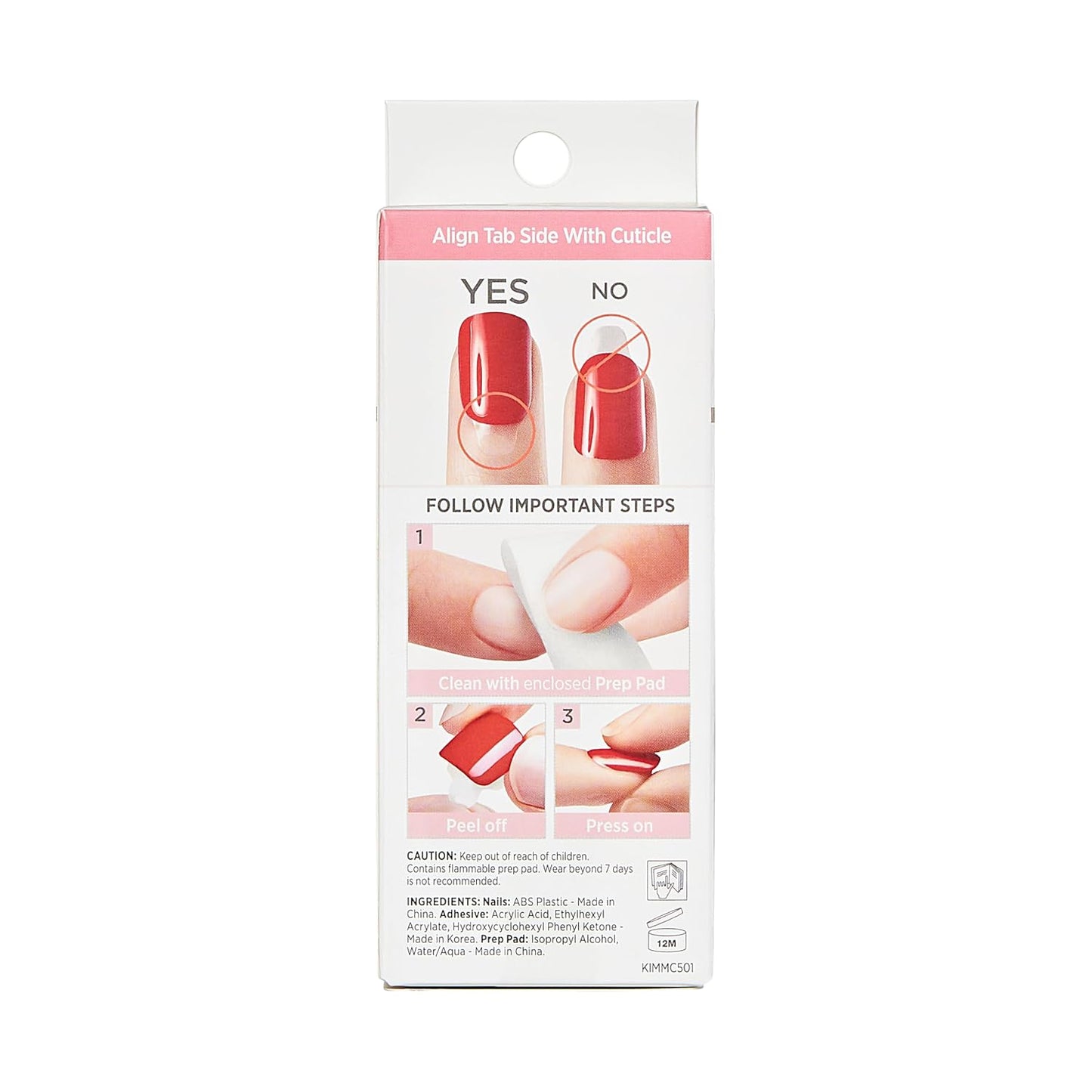 KISS Impress Press-On Manicure - Medium Coffin Shape Fake Nails, Nude Pink with Floral Design | Includes Prep Pad & Mini File