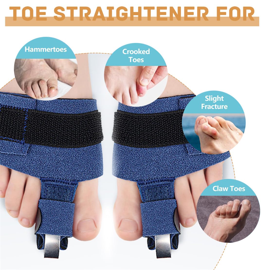 YJWZWE Toe Splints for Straightening Hammertoes Toe Brace Toe Straightener Toe Straps for Women Men Broken Toe Curled Toes Pain and Support 2Pcs