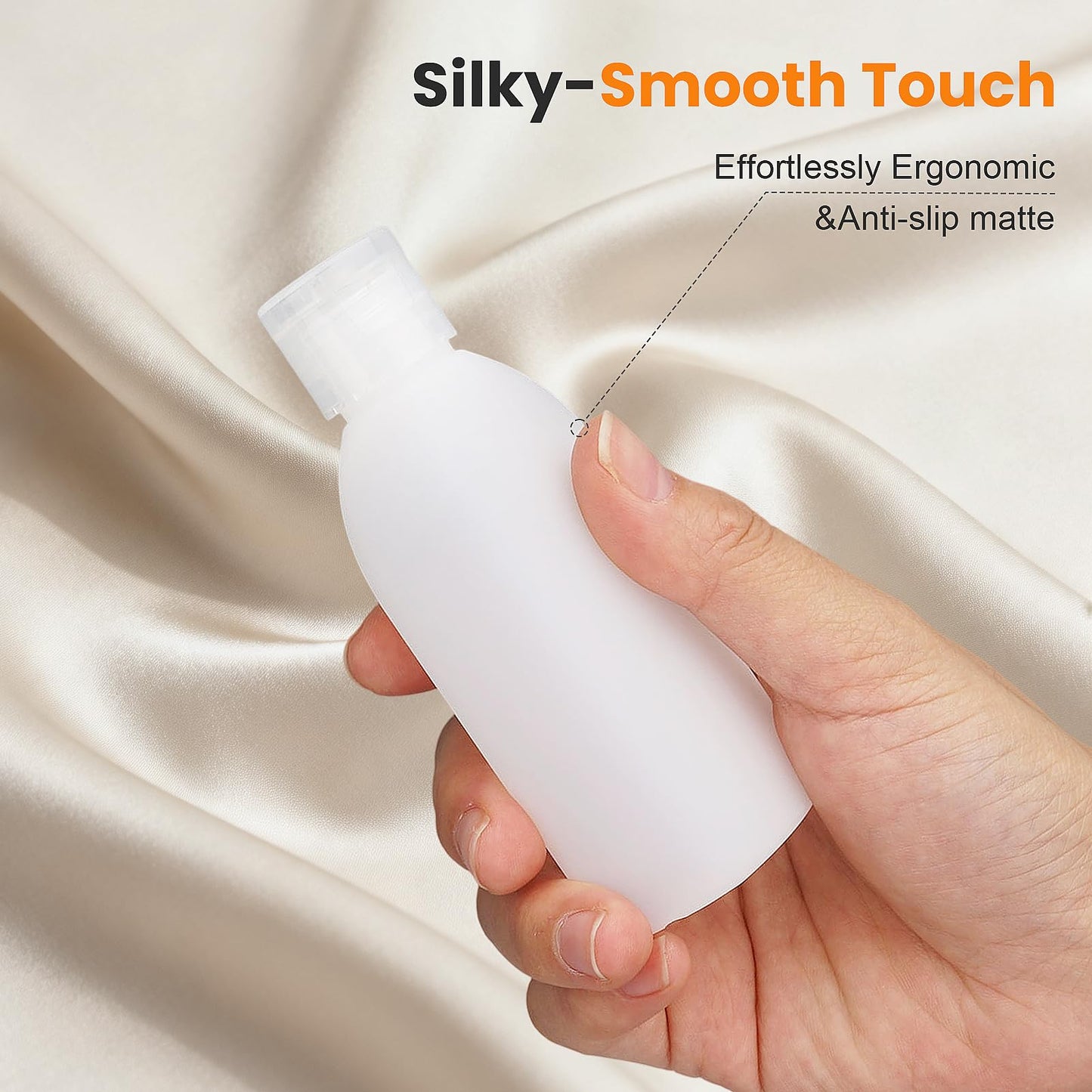 Cosywell Travel Bottles for Toiletries 5 Pack 3.4oz Pre-Printed Shampoo, Conditioner & Body Soap - Soft Touch HDPE Travel Size Containers TSA Approved Leak Proof Squeezable Toiletry Bottle(White)