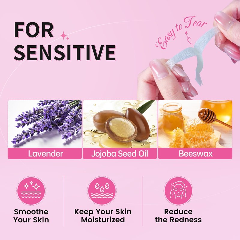 Beauty7 Sensitive Eyebrow Wax Strips, Eyebrow Waxing Strips 24 Strips with Pearl Powder Essential Oil for Sensitive Skin for Women