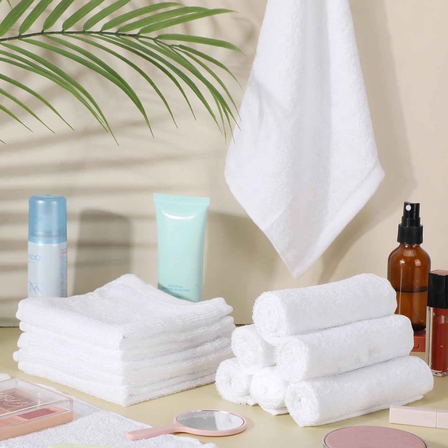 40 Pcs Cotton Wash Cloths - Soft Quick-Drying Bath Towels for Women | White, 10 x 10 Inch