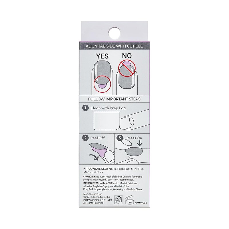 Impress No Glue Mani Press-On Nails - 30 Pcs Easy Apply Set | So Lucky Design with Essential Tools Included