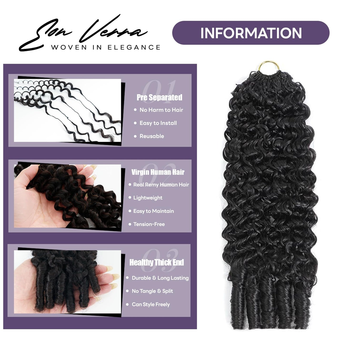 Burmese Curly Feather Crochet Human Hair for Women 16 Inch 60g Invisible Miracle Knots Curly Crochet Human Hair Bundles Pre-Separated Feather Human Hair Extensions Natural Black Human Crochet Hair