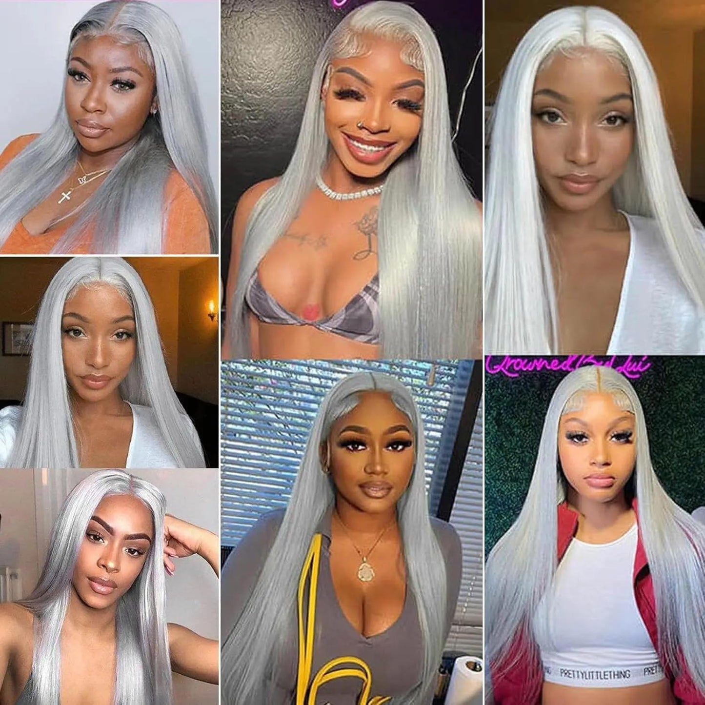 Silver Human Hair Bundles Grey Straight Bundle 24 26 28 Inch Gray Hair Weave 3 Bundles Gray Color Long Hair Extensions